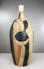 Large Noomi Backhausen for Soholm Pottery Stoneware Black and Cream Lamp, 1980s