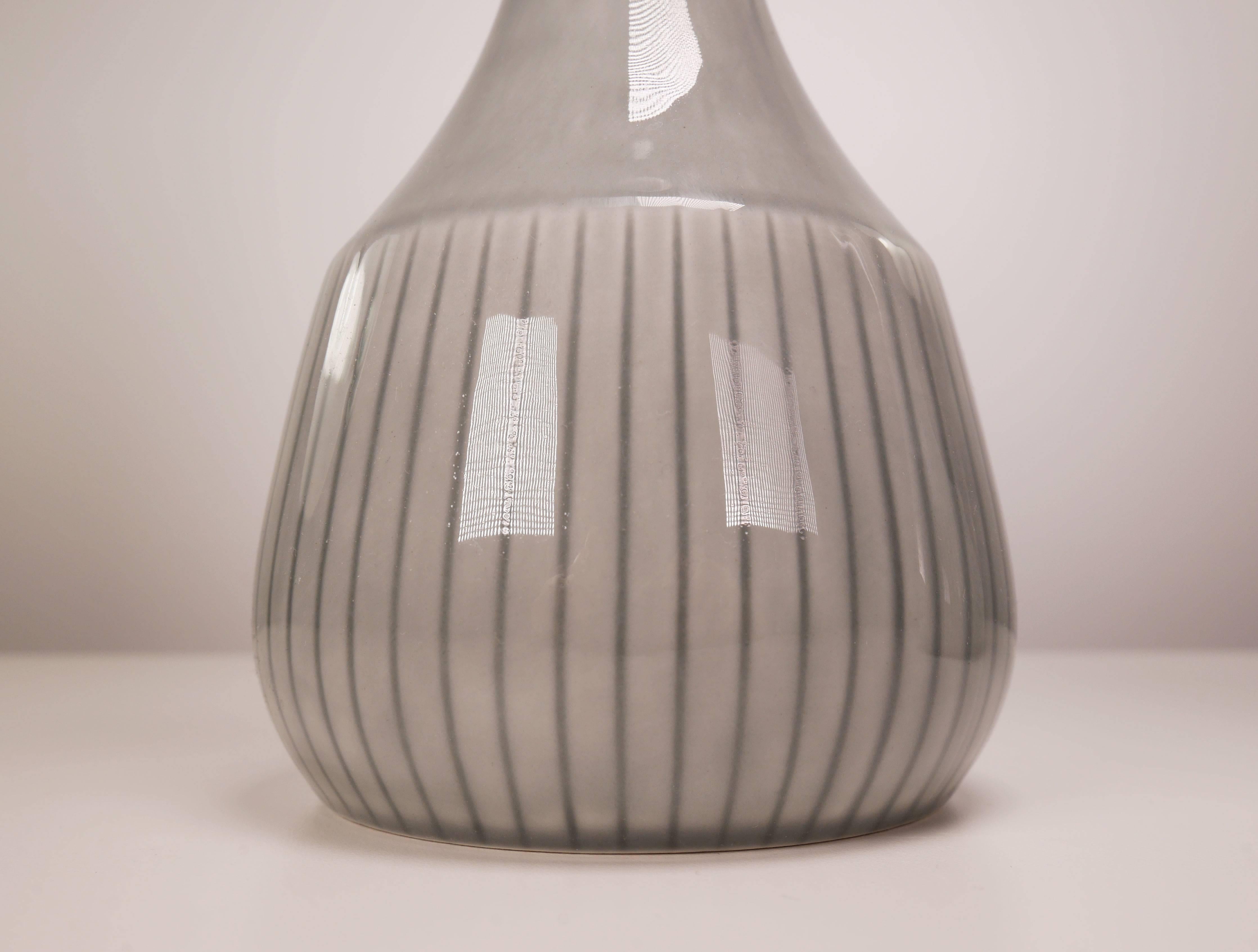 Scandinavian Modern Gunnar Nylund for Rörstrand 1950s Modernist Gray Striped Vases For Sale