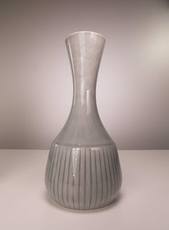 Gunnar Nylund for Rörstrand 1950s Modernist Gray Striped Vases
