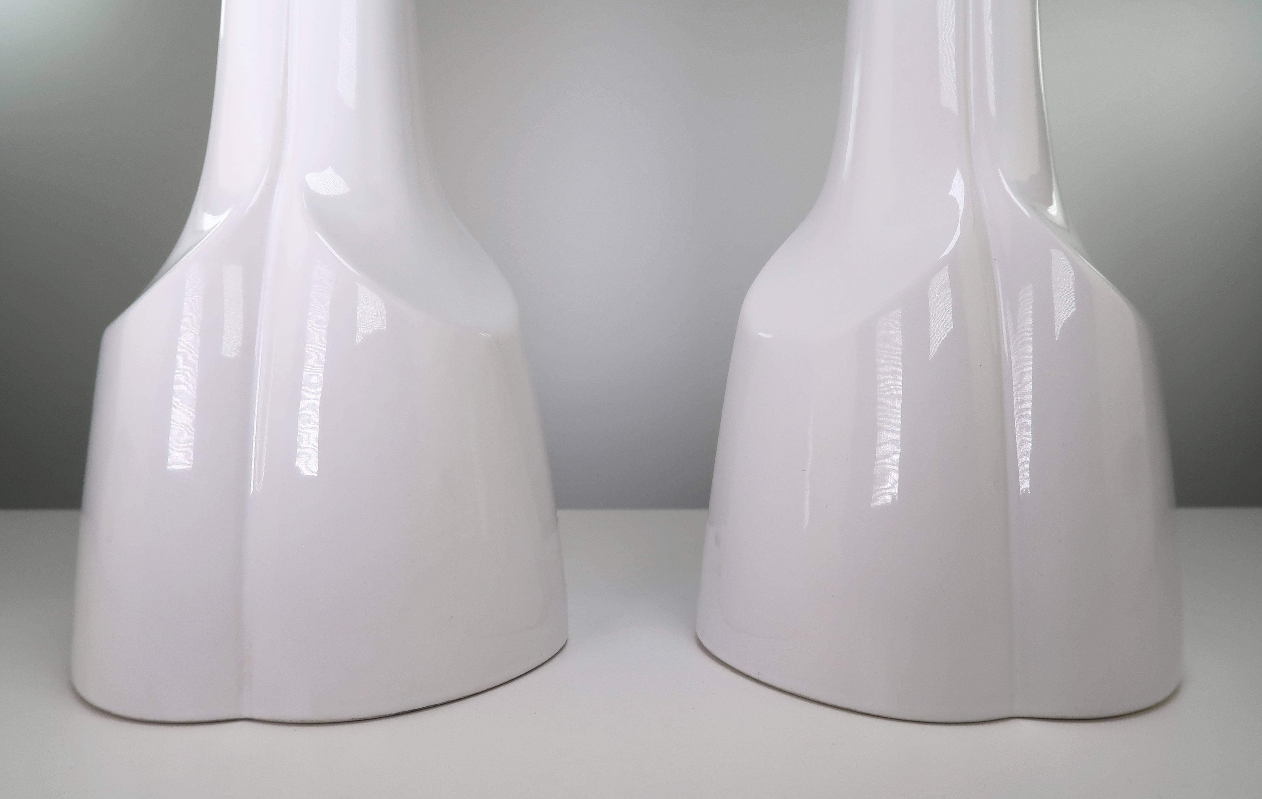 1950s Danish Modernist Sculptural White Porcelain Table Lamps by Soholm 1