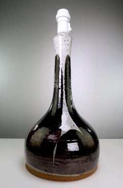 Large Helle Allpass Danish Modern Brown, Black, Grey Stoneware Lamp, 1960s