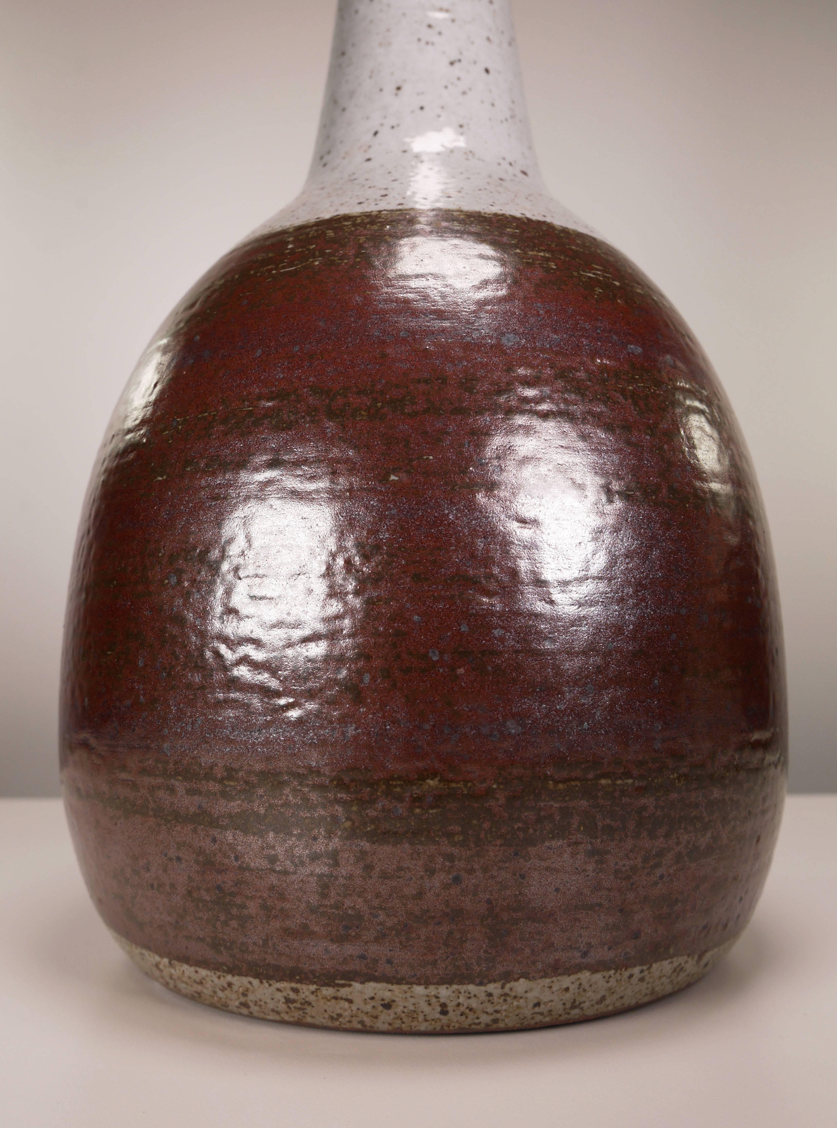 Mid-20th Century 1950s Per Linnemann-Schmidt, Palshus Danish Modern Burgundy Stoneware Lamp For Sale