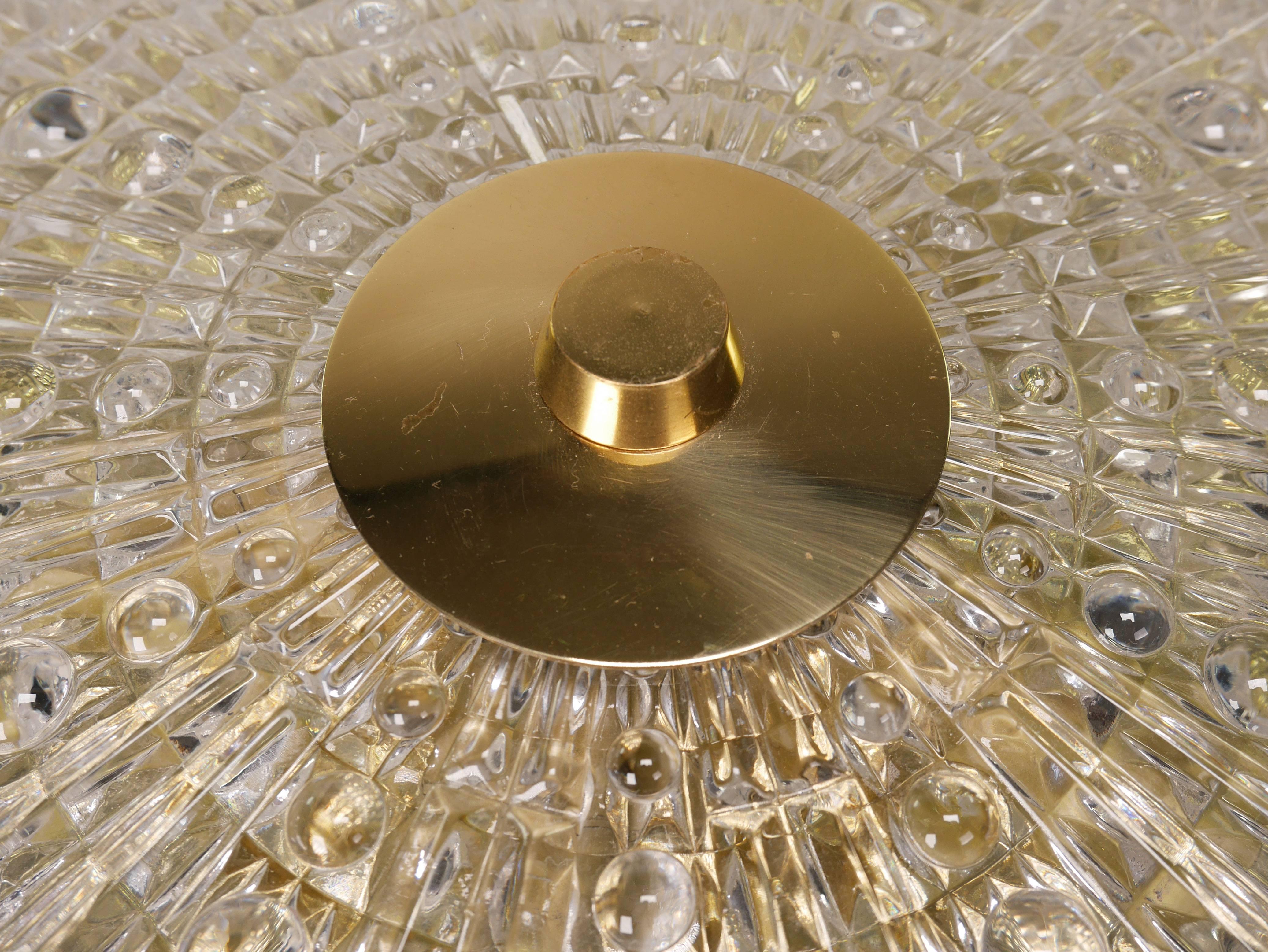 Classic One-Piece Crystal Carl Fagerlund for Orrefors Flush Mount, 1950s In Good Condition In Copenhagen, DK