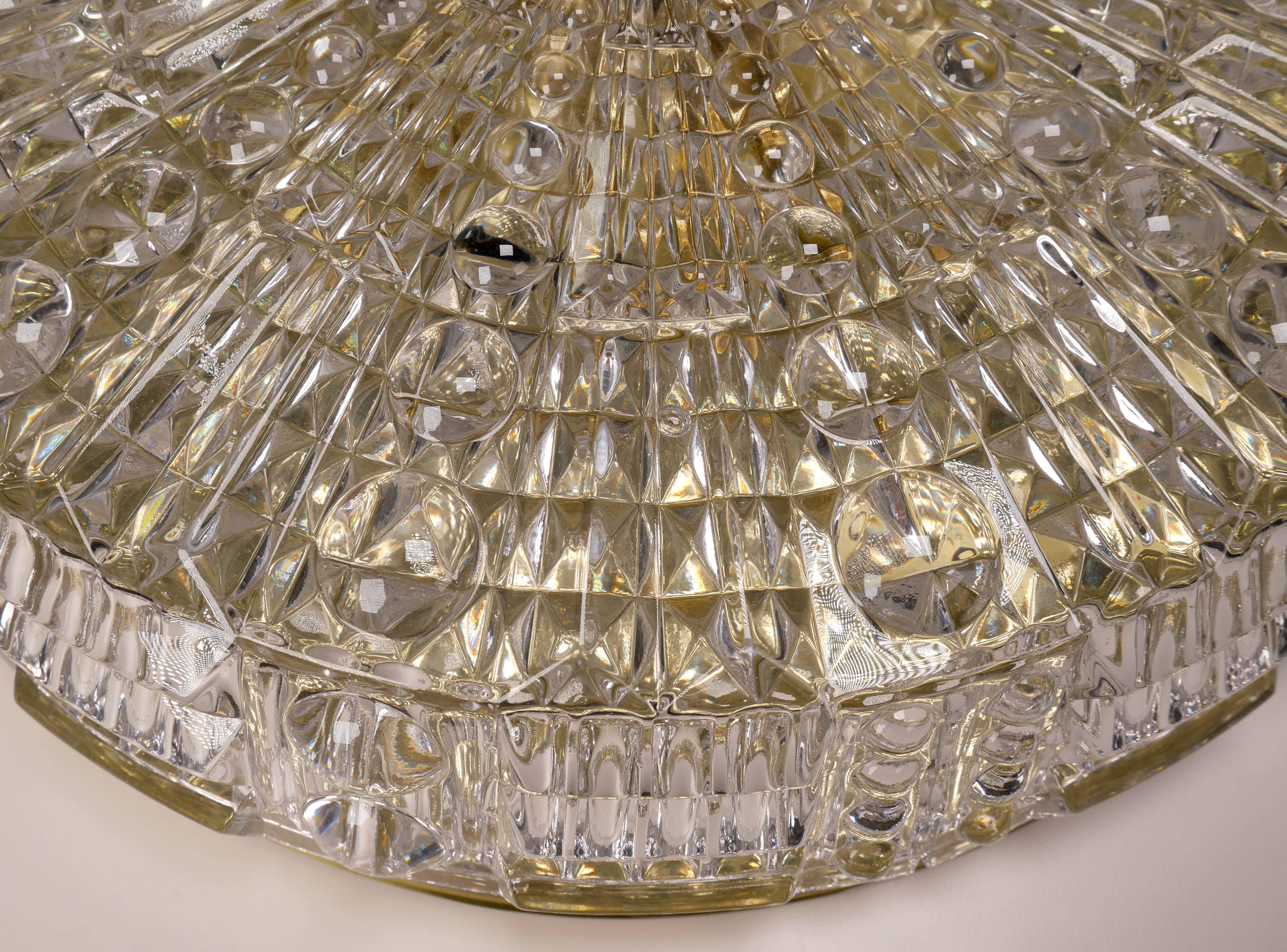 Mid-Century Modern Classic One-Piece Crystal Carl Fagerlund for Orrefors Flush Mount, 1950s