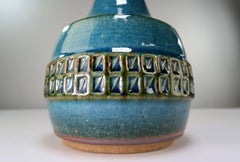 Joseph Simon Petrol Blue Stoneware Lamp, 1960s