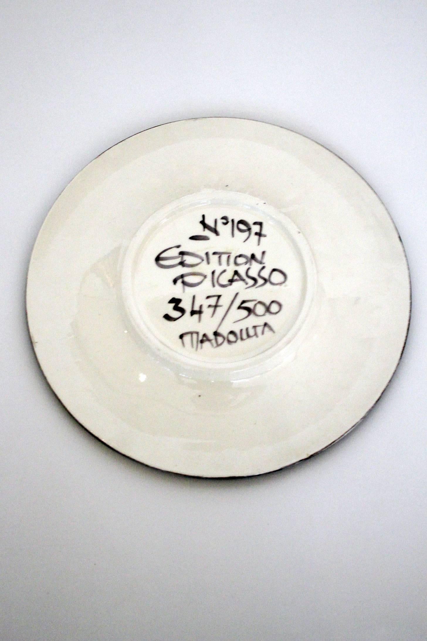 Modern Ceramic Plate 'Visage n.197' by Pablo Picasso, Numbered 347/500 For Sale