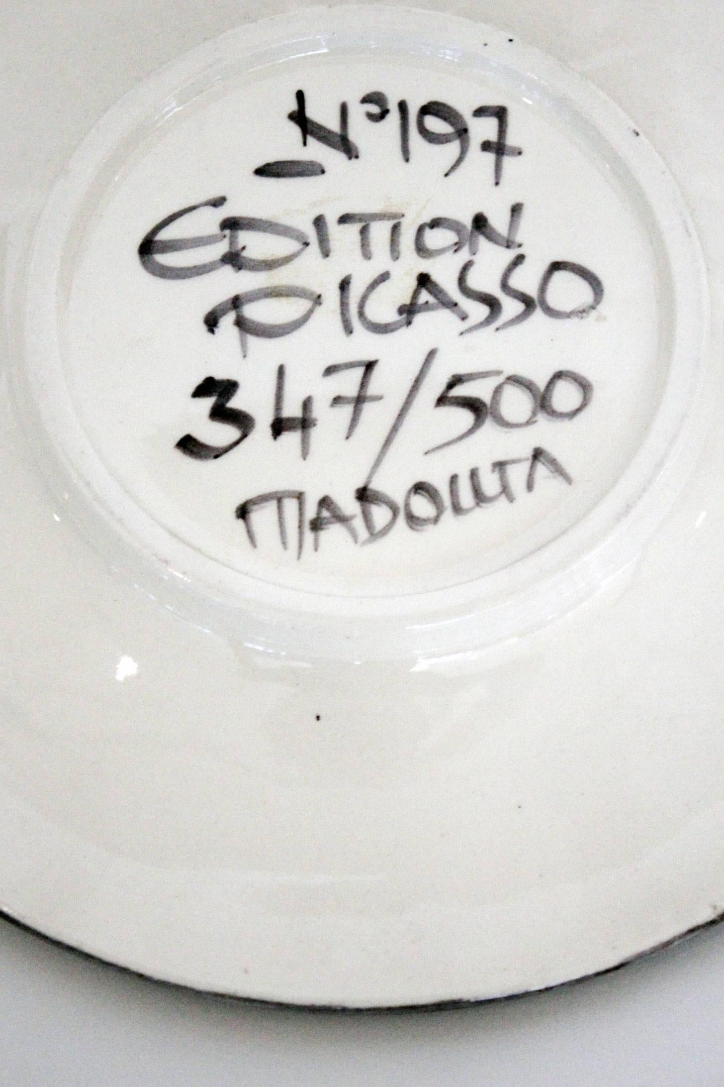 French Ceramic Plate 'Visage n.197' by Pablo Picasso, Numbered 347/500 For Sale