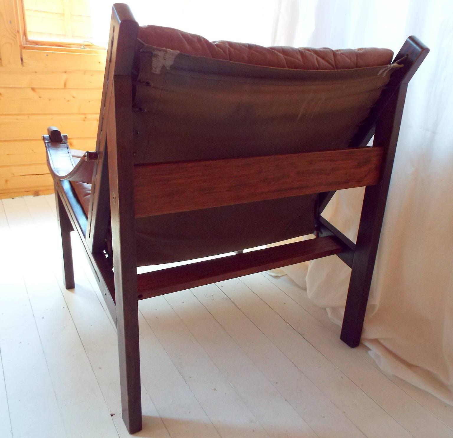 Hardwood Hunter Easy Chair by Torbjørn Afdal for Bruksbo in leather and teak