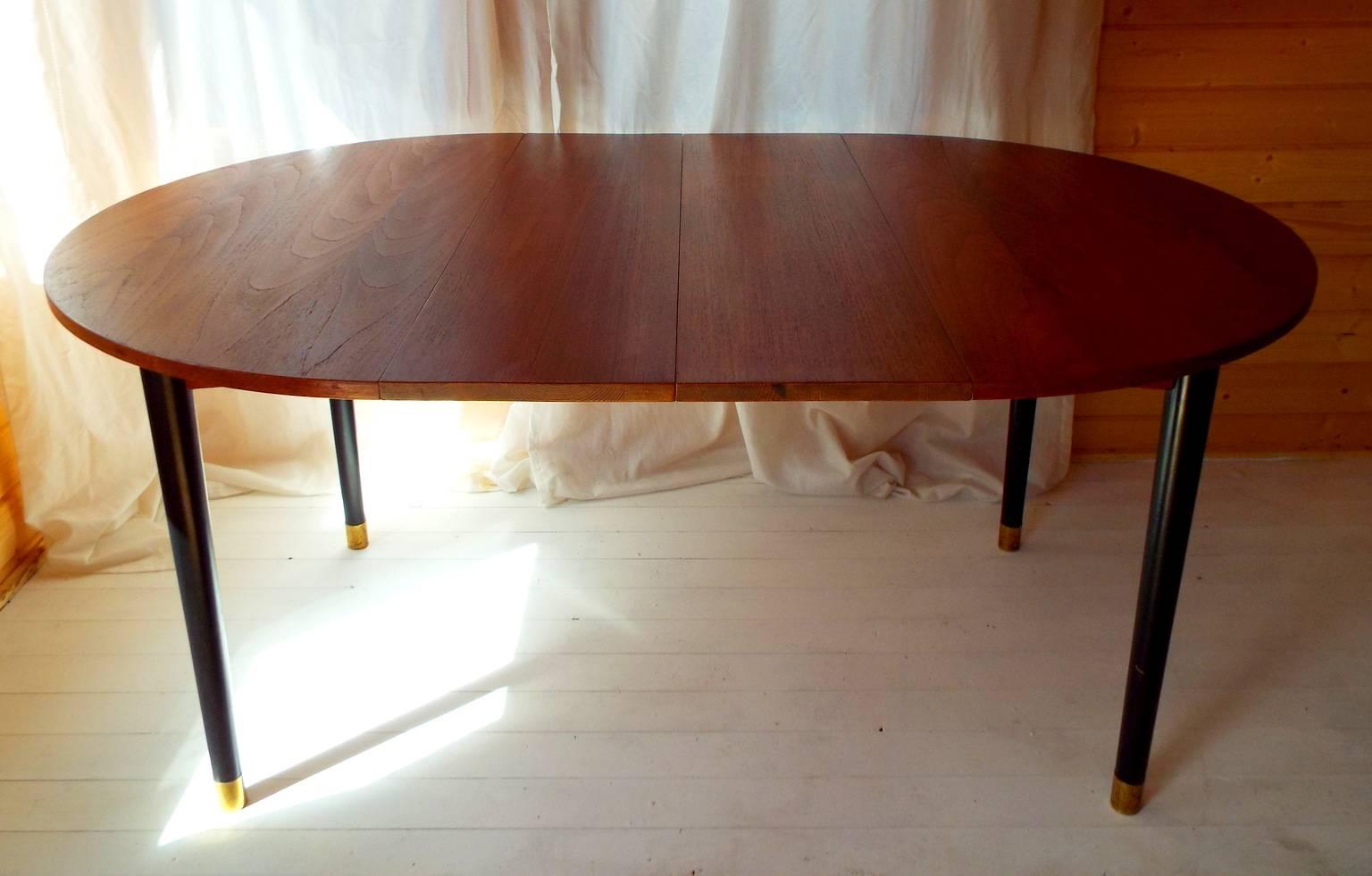 20th Century Midcentury Swedish Teak Extending Dining Table attributed to Nils Jonsson For Sale