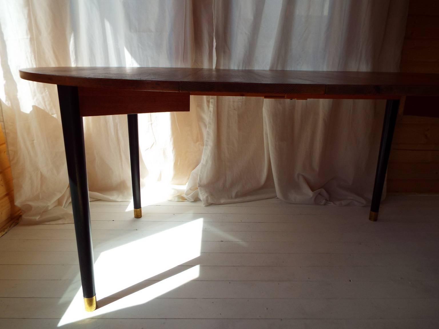 Midcentury Swedish Teak Extending Dining Table attributed to Nils Jonsson For Sale 1