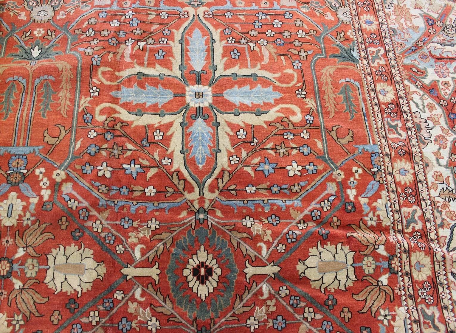 Hand-Knotted Modern Turkish Rug in the Style of Mohtasham Kashan For Sale