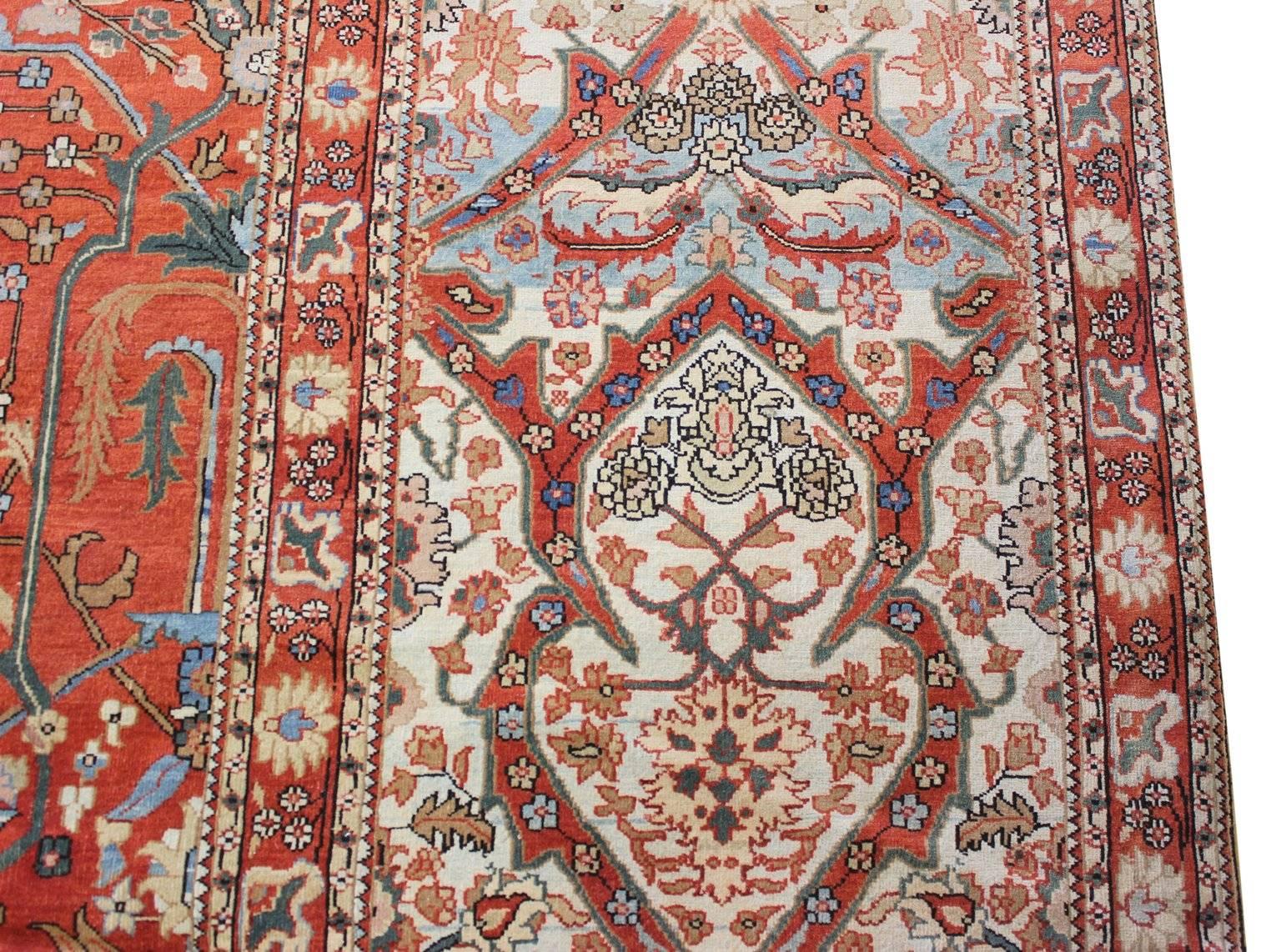 Modern Turkish Rug in the Style of Mohtasham Kashan In Excellent Condition For Sale In Salem, MA