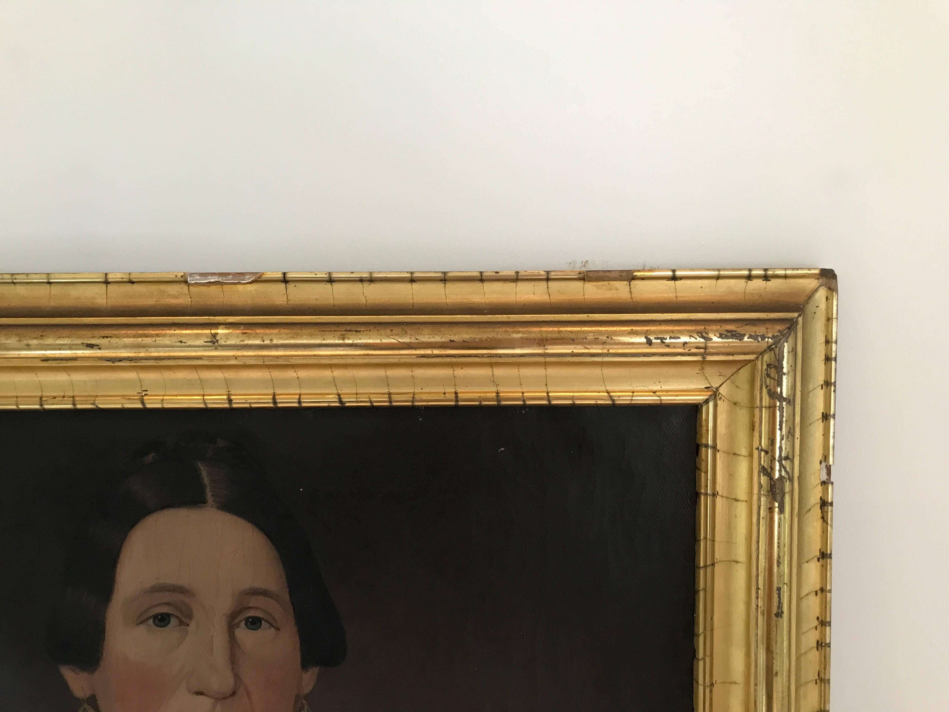 Portrait d'une femme de l'école américaine du XIXe siècle Excellent état - En vente à Stockton, NJ