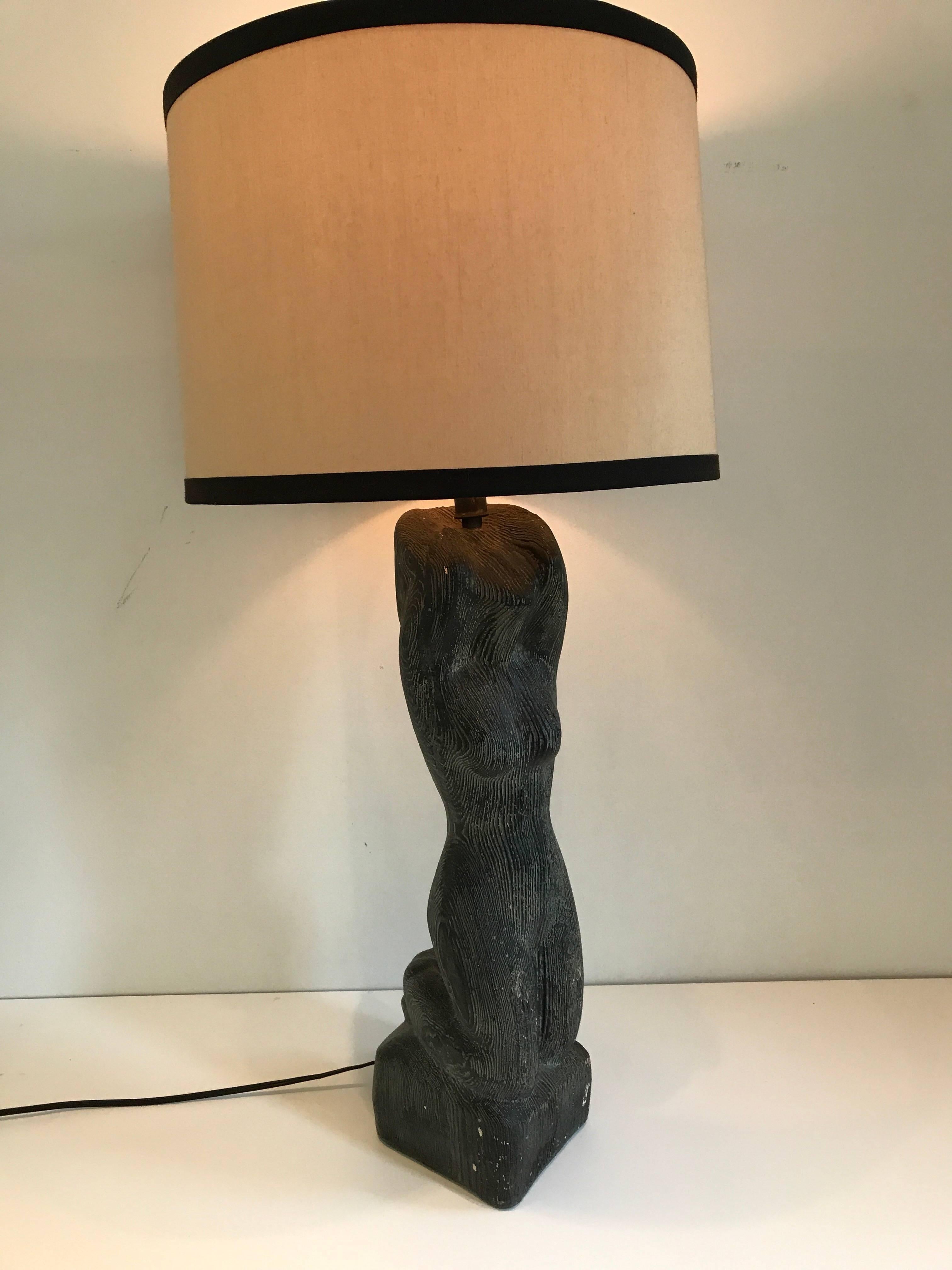 French Art Deco Plaster Figural Table Lamp