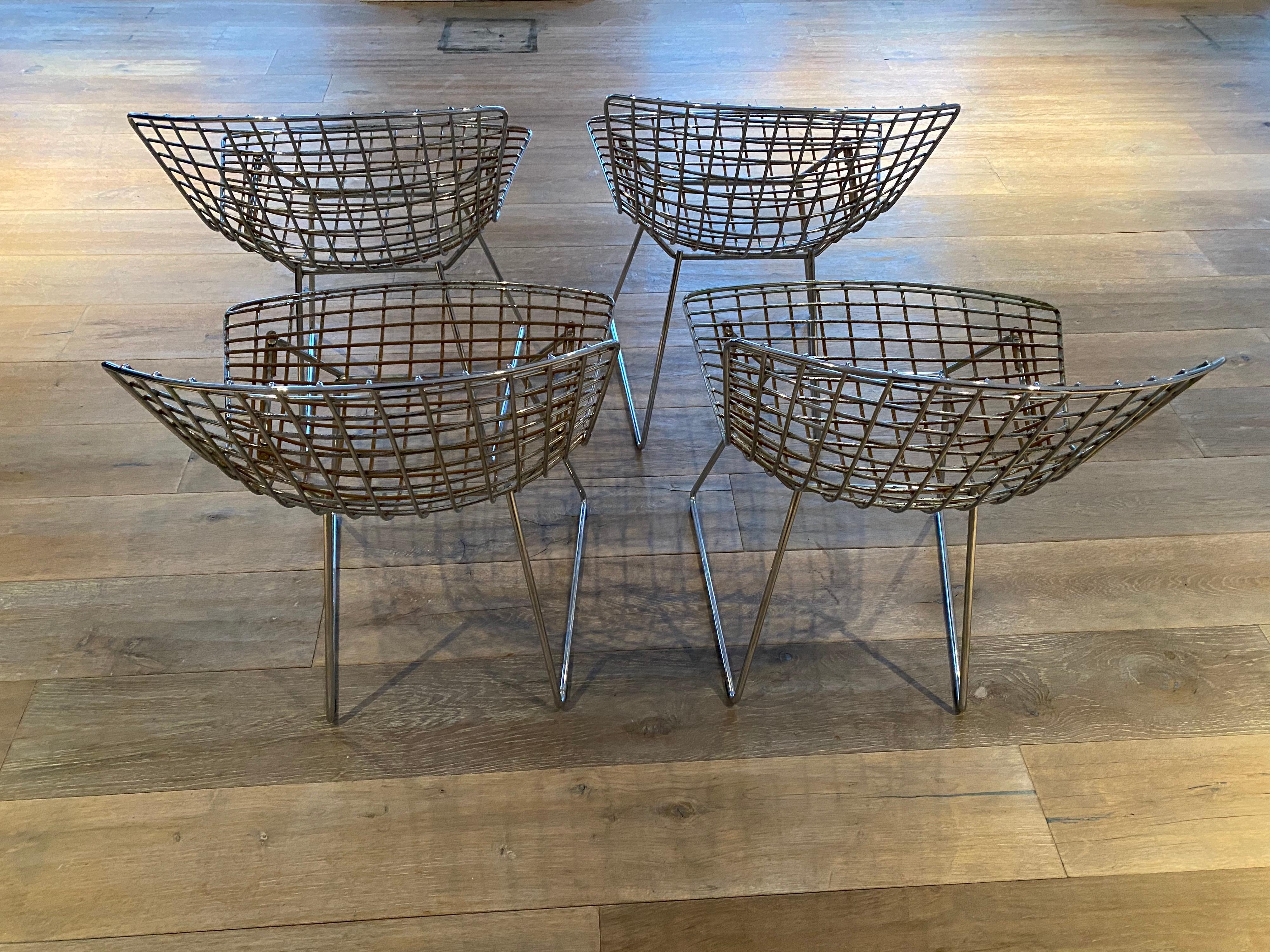 American Set of Four Vintage Bertoia Chairs For Sale