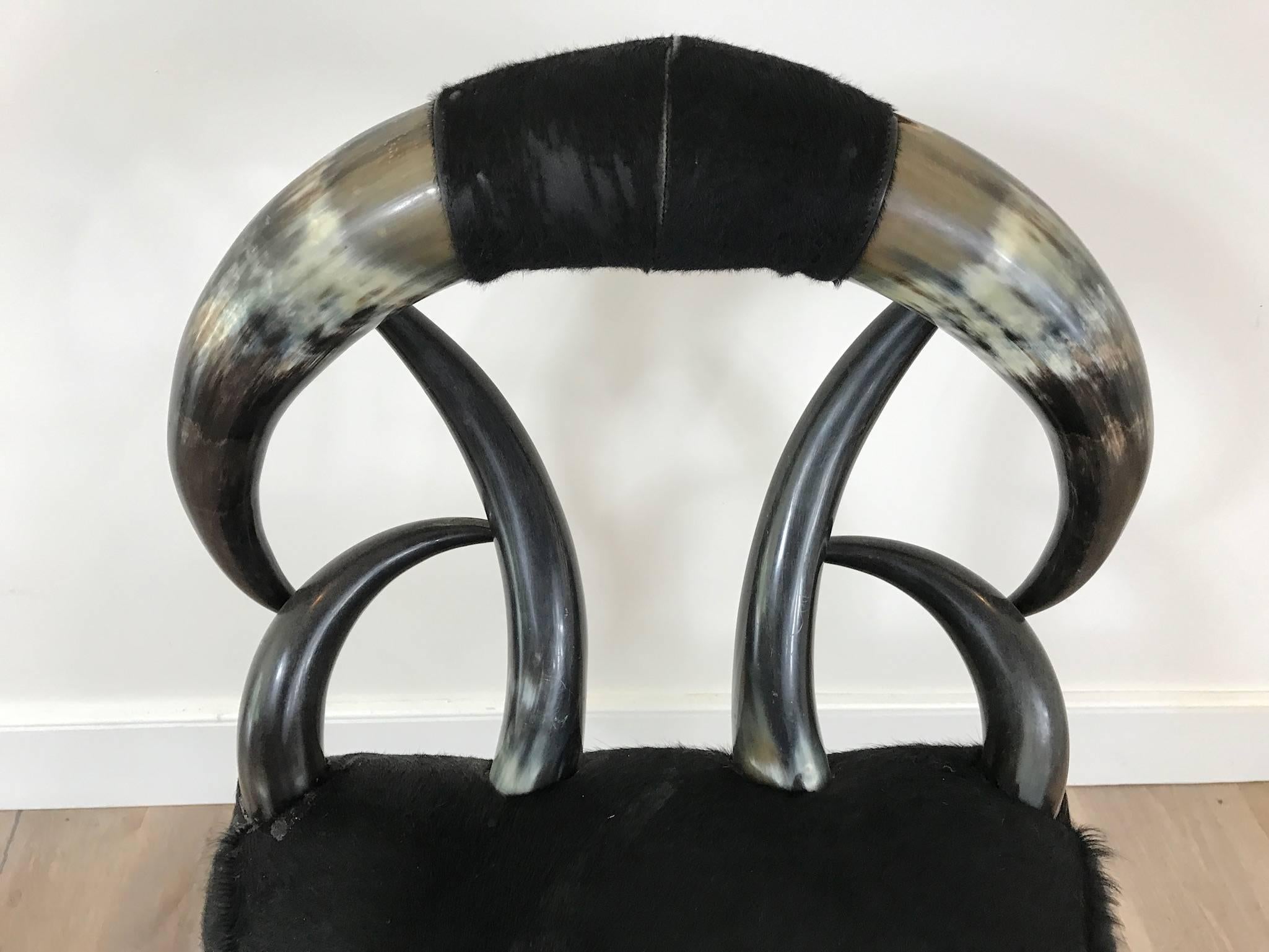 20th Century Diminutive Horn and Cowhide Seat