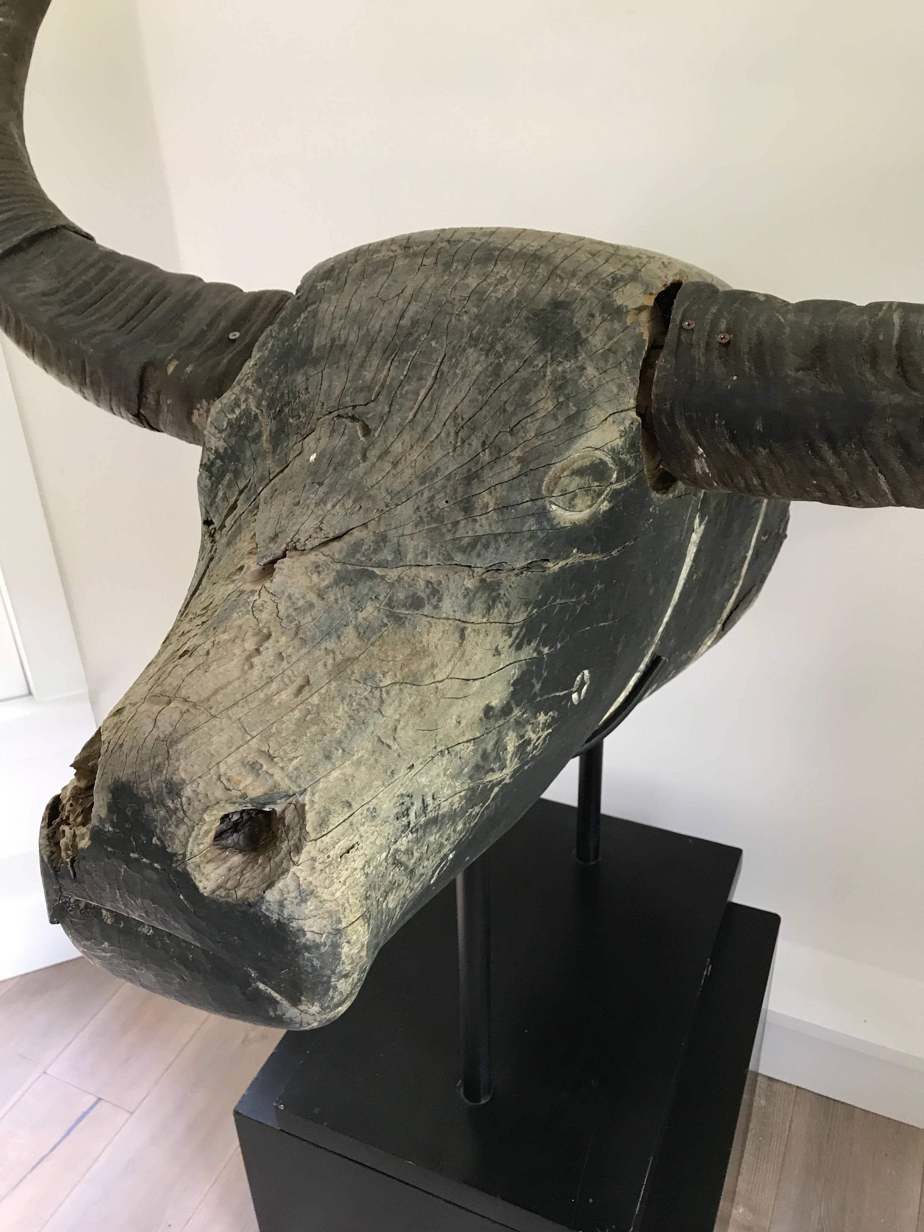 Large 19th Century Indonesian Sculpture of a Bull In Excellent Condition For Sale In Stockton, NJ