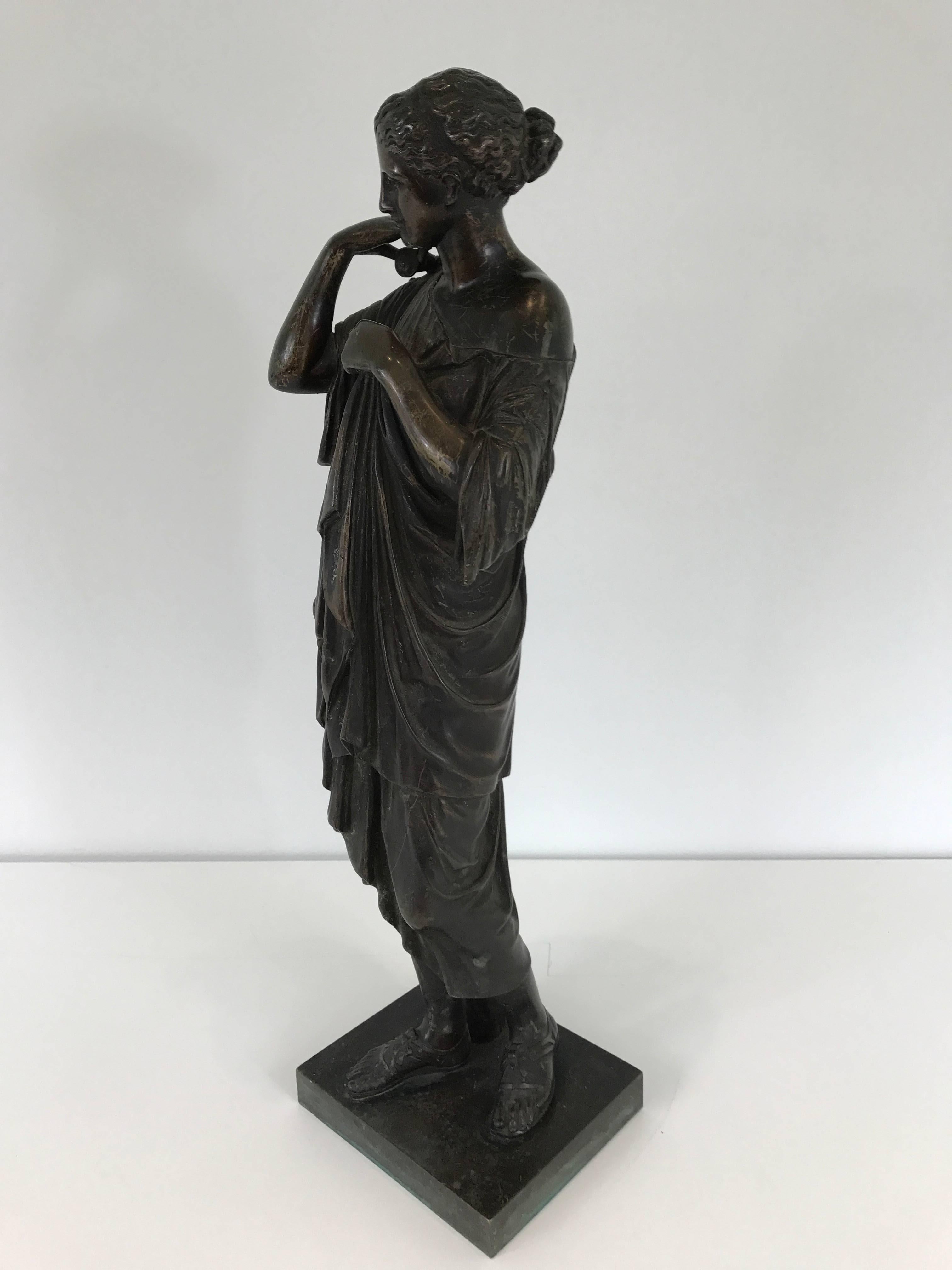 19th Century Grand Tour Bronze Figure of Diana In Excellent Condition For Sale In Stockton, NJ