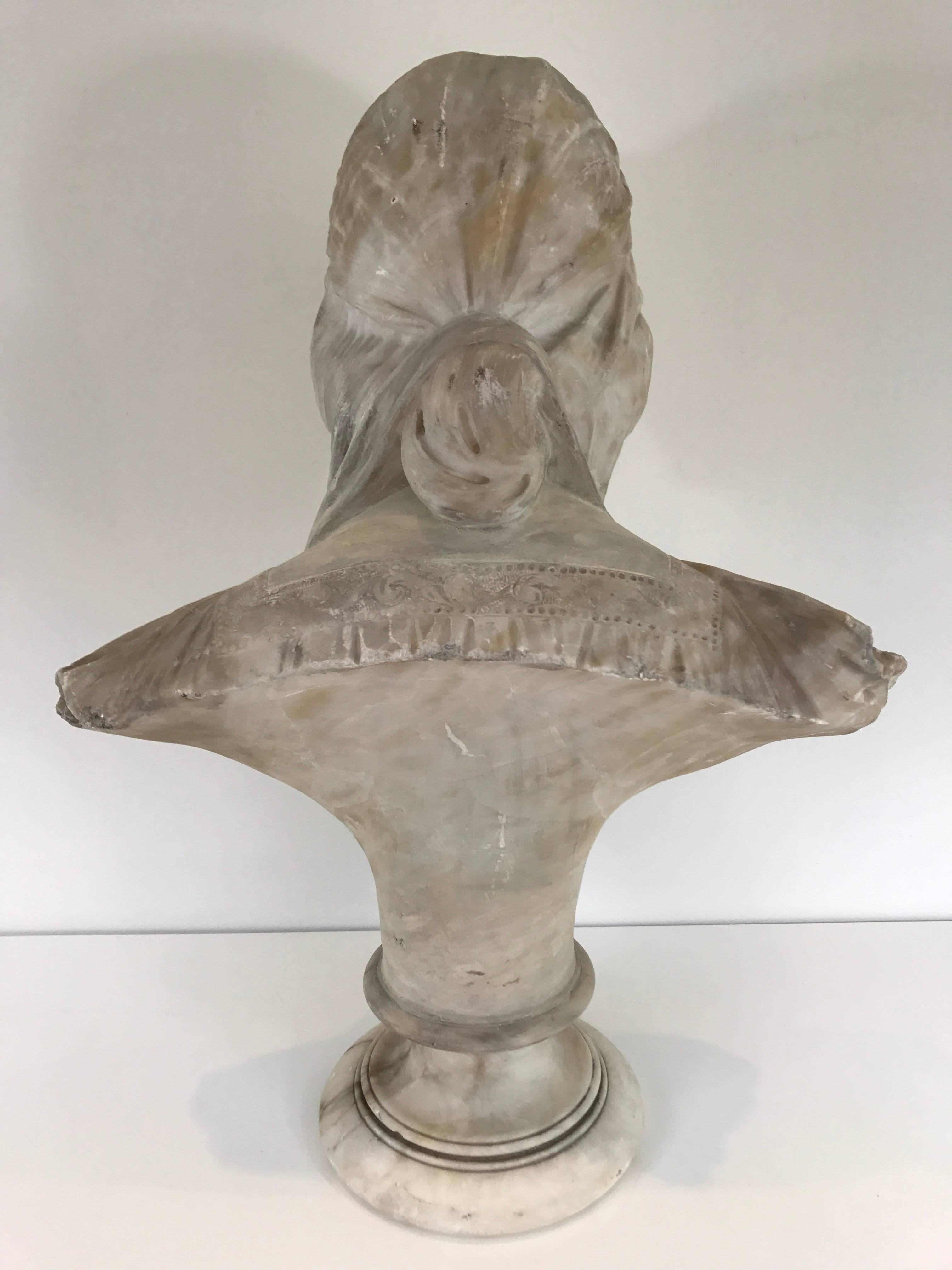 19th Century Alabaster Portrait Bust of Dante's Beatrice In Good Condition In Stockton, NJ