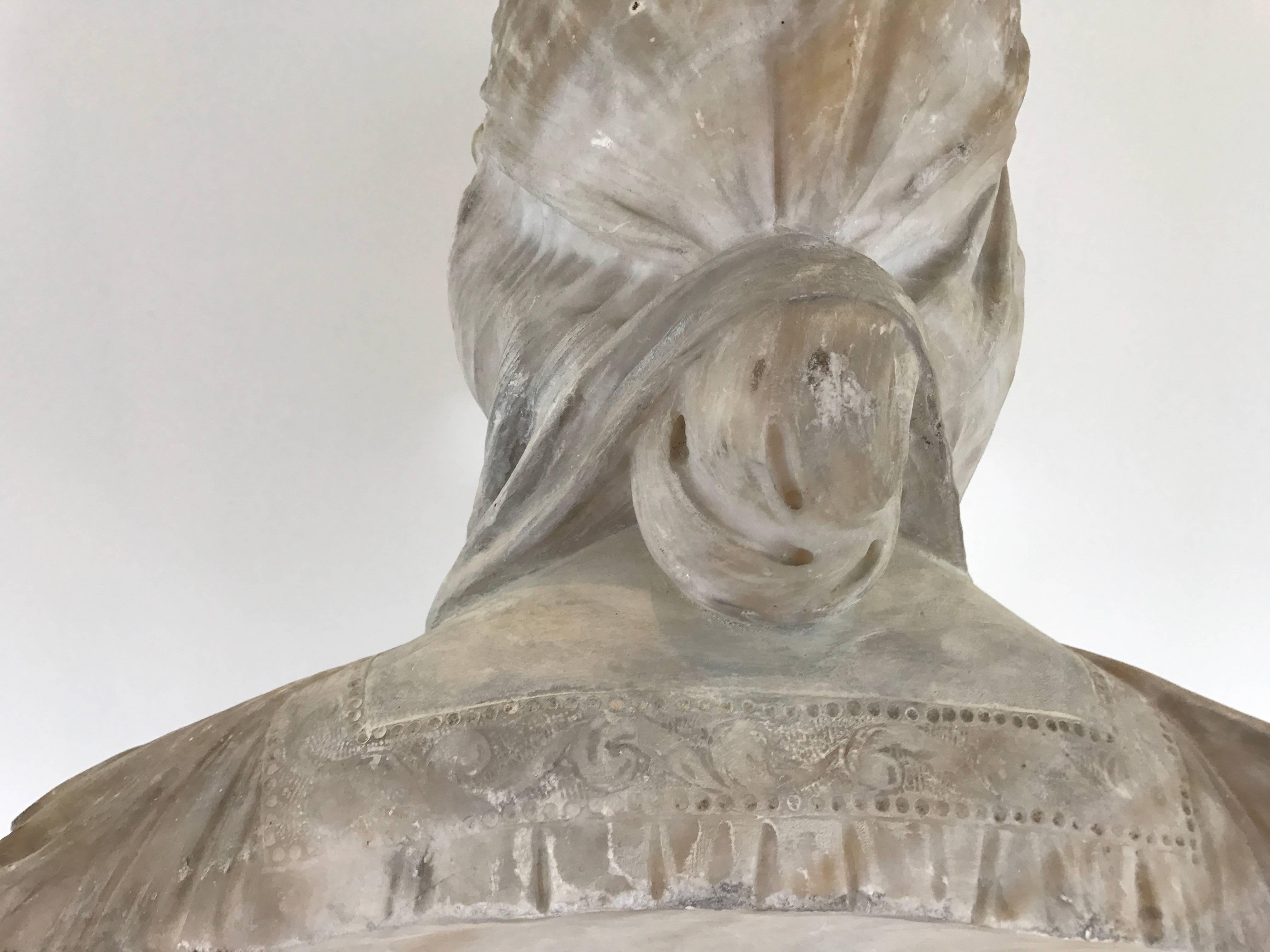 19th Century Alabaster Portrait Bust of Dante's Beatrice 1
