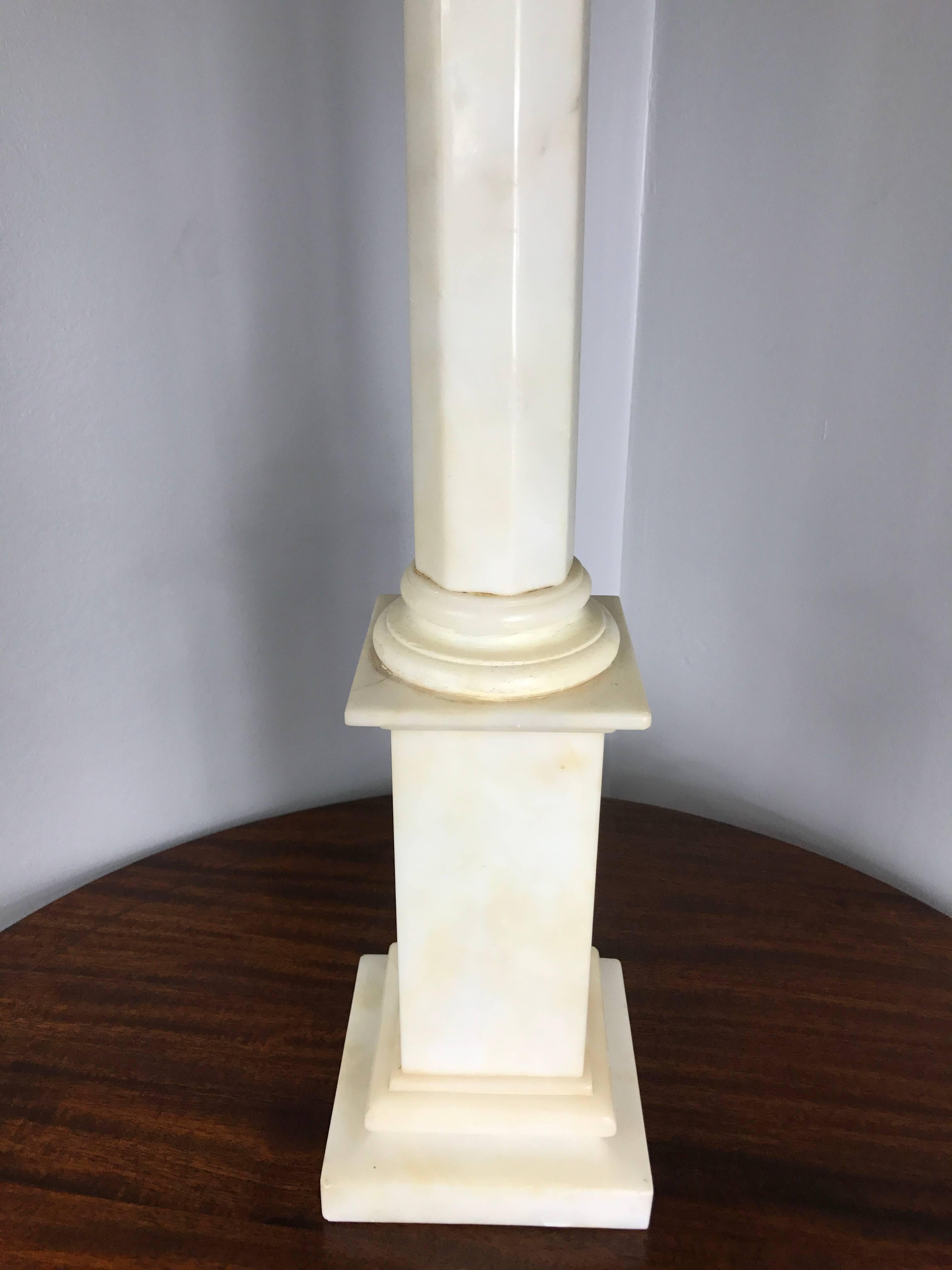 Unknown Tall Alabaster Column Lamp