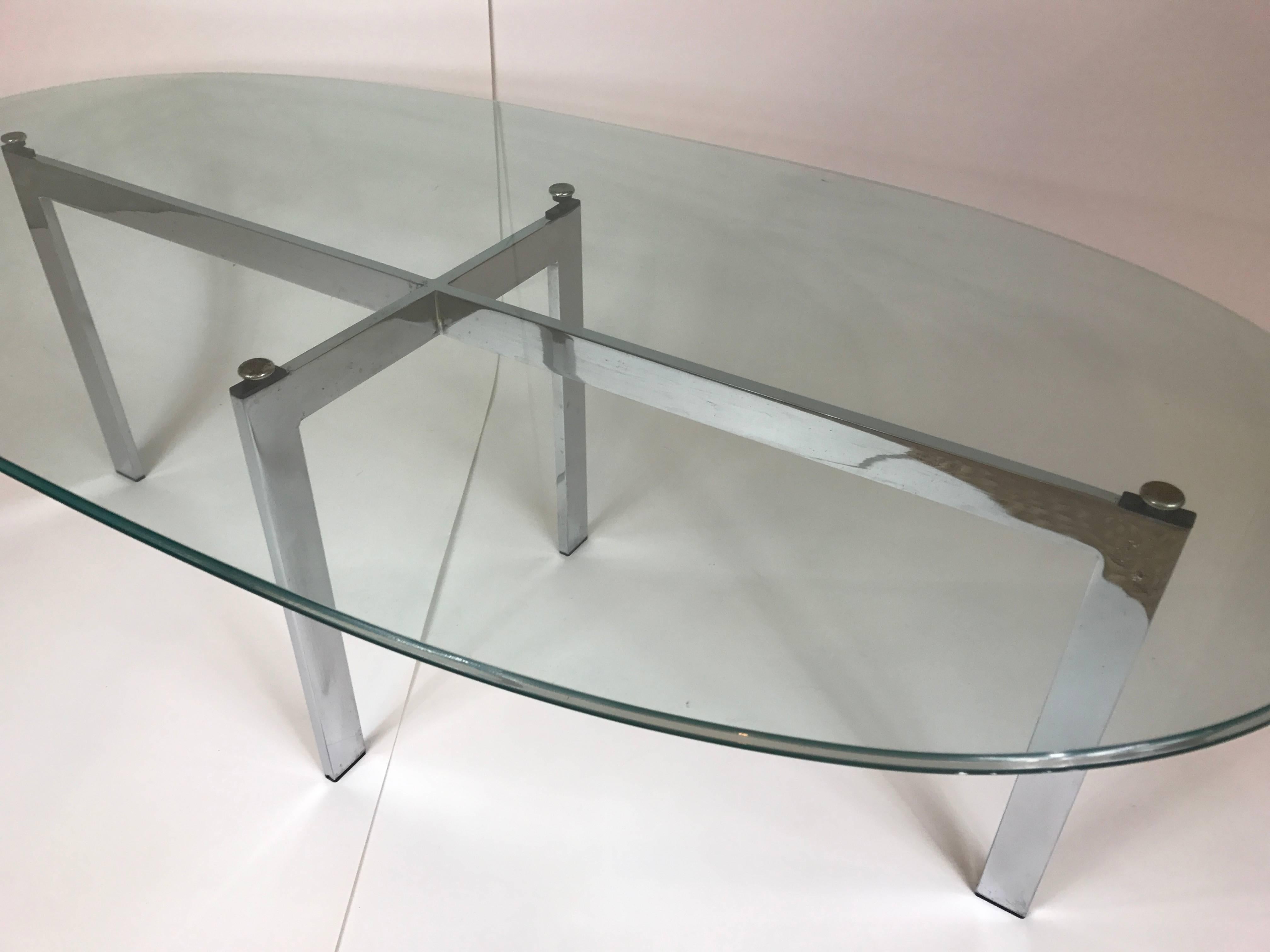 American Chrome and Glass Cocktail Table For Sale