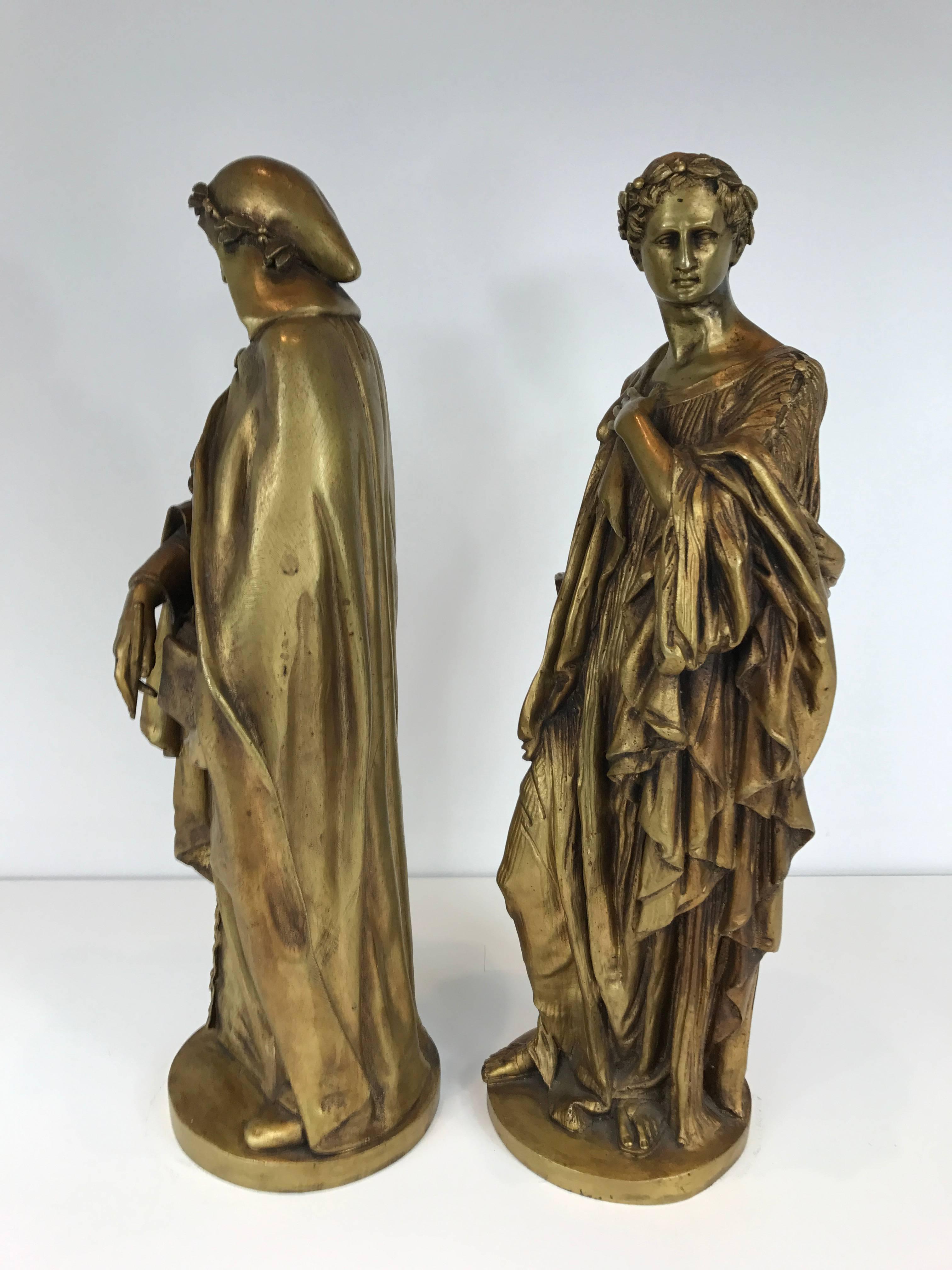 European Pair of Gilt Bronze Classical Figures