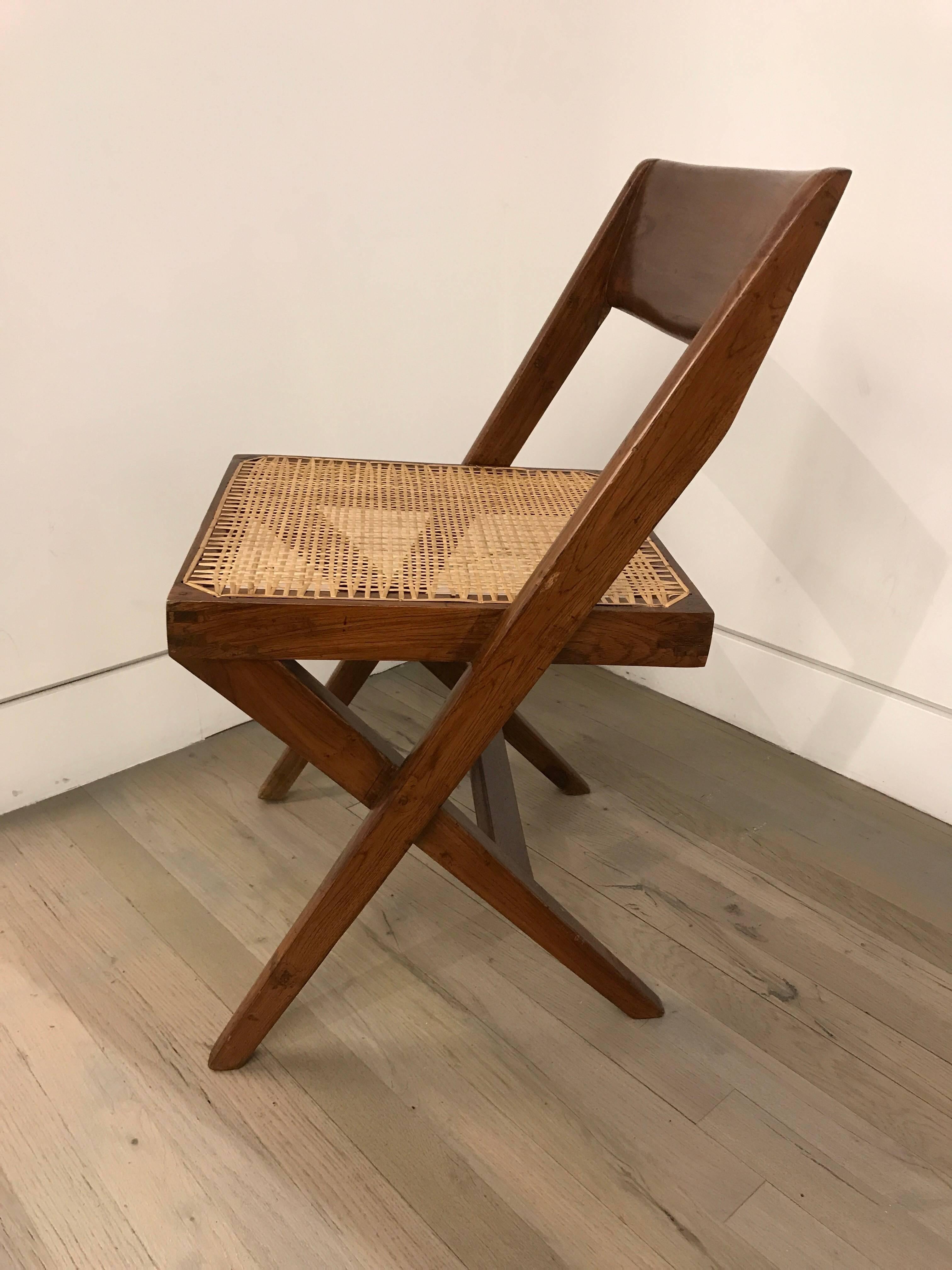 Mid-20th Century Set of Four Library Chairs by Pierre Jeanneret