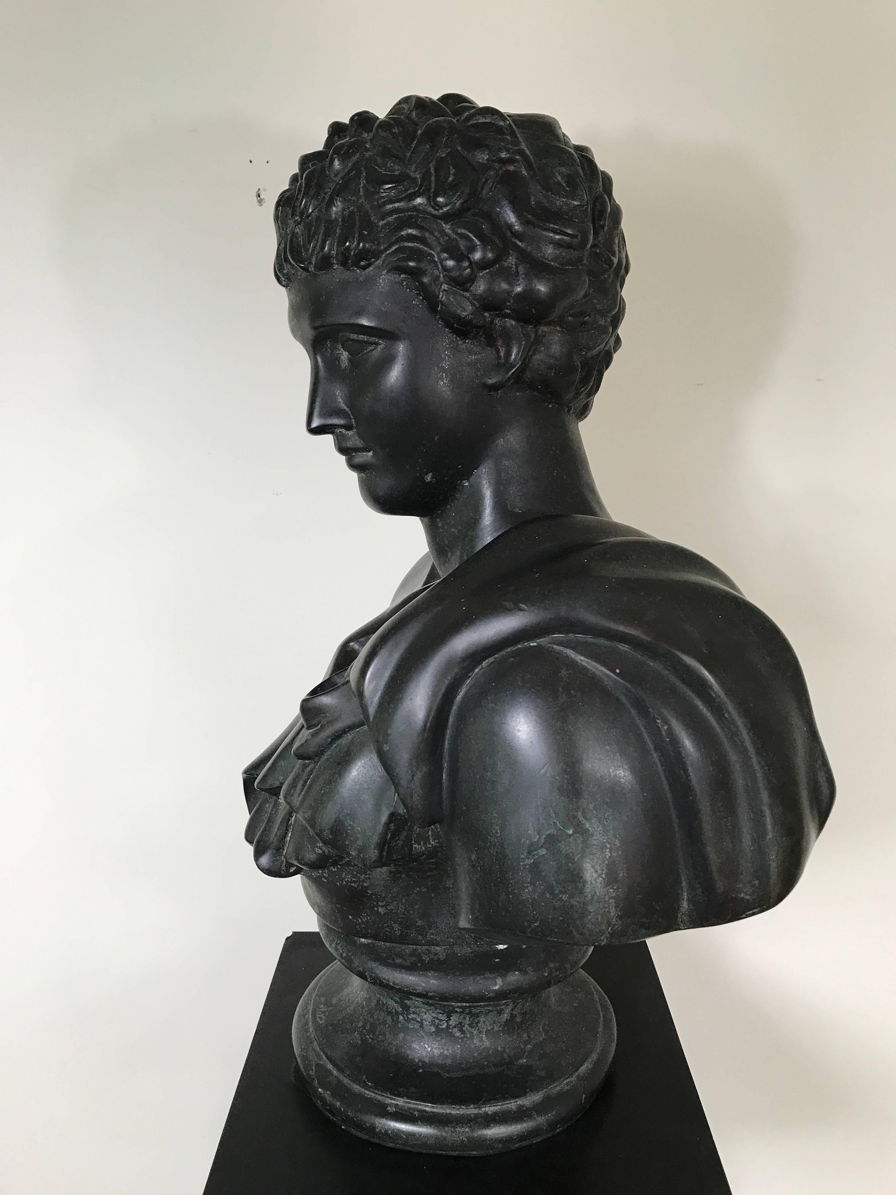 19th Century Grand Tour Bronze Bust of Hermes on Marble Pedestal