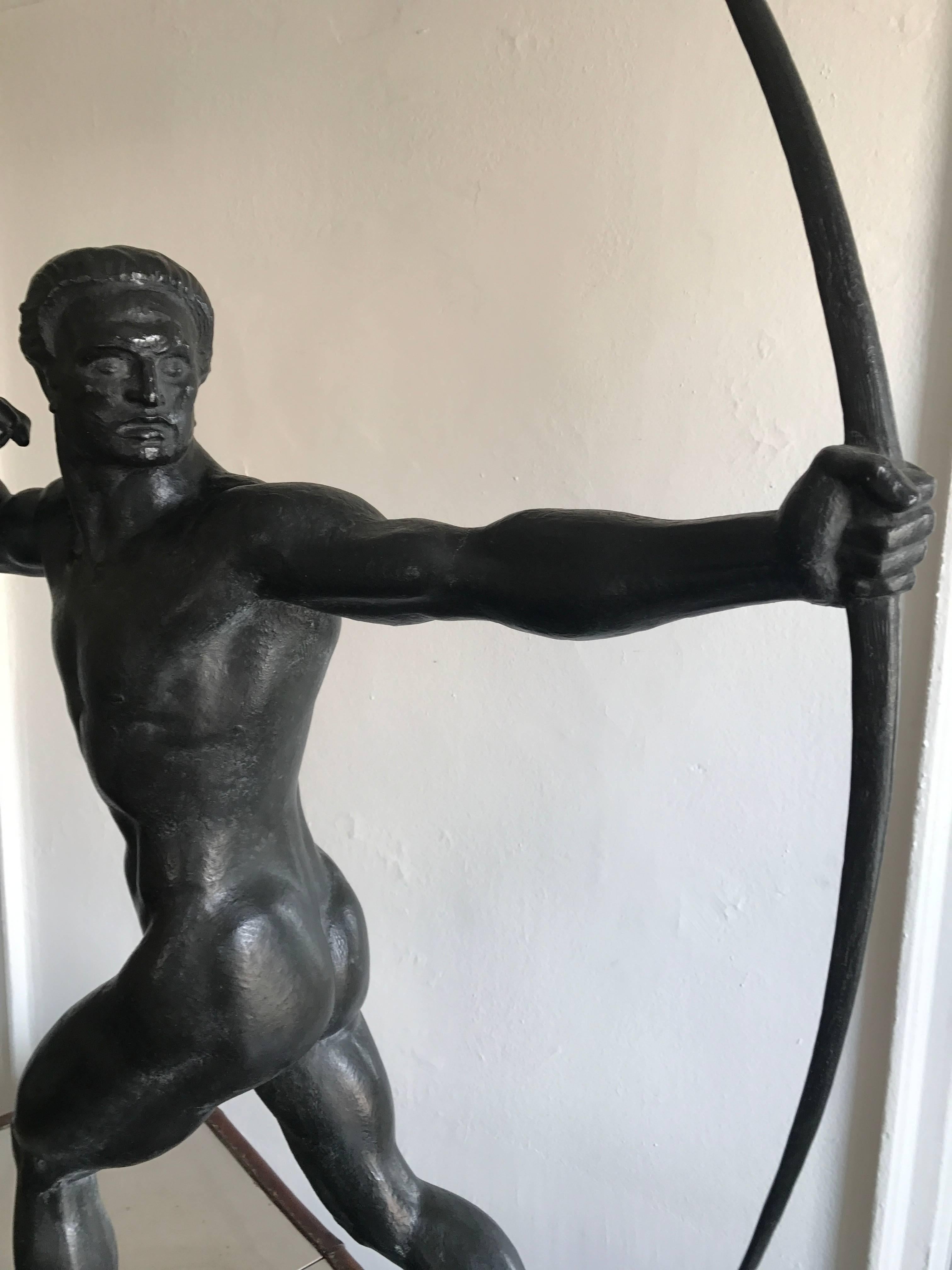 Hugo Lederer Art Deco Bronze of Archer In Excellent Condition In Stockton, NJ