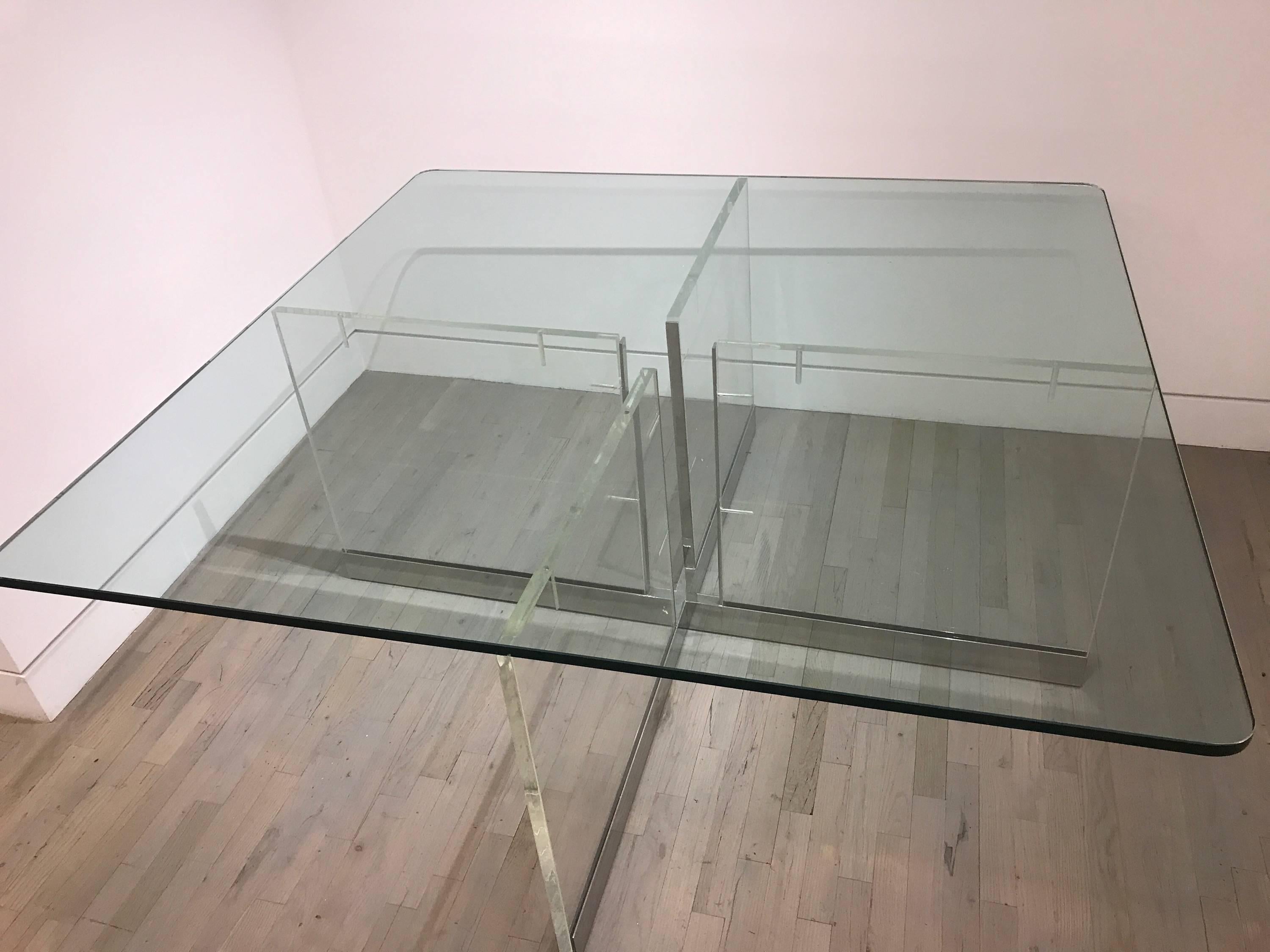 Unknown Large Custom Lucite and Chrome Dining Table