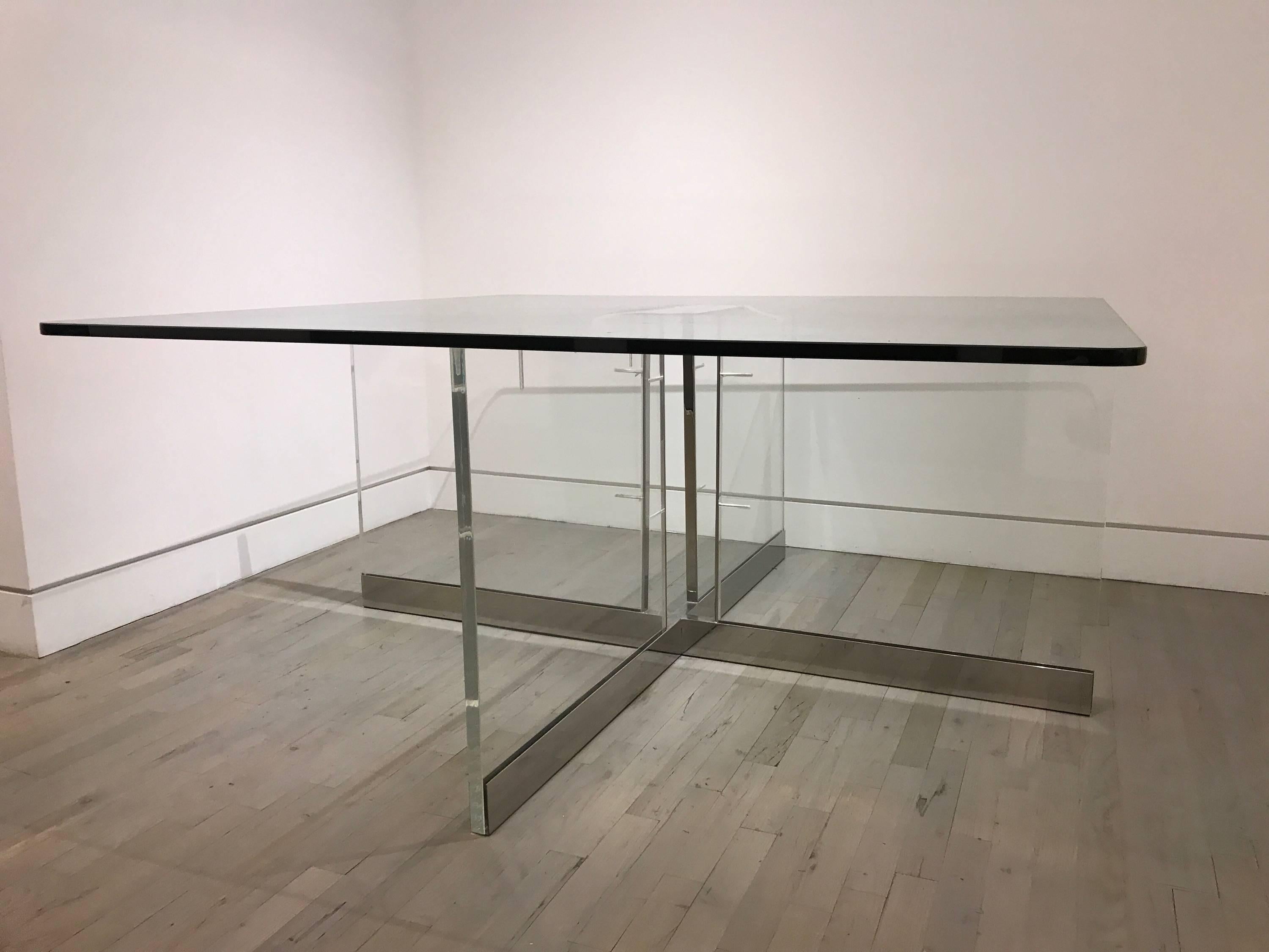 Large Custom Lucite and Chrome Dining Table 2