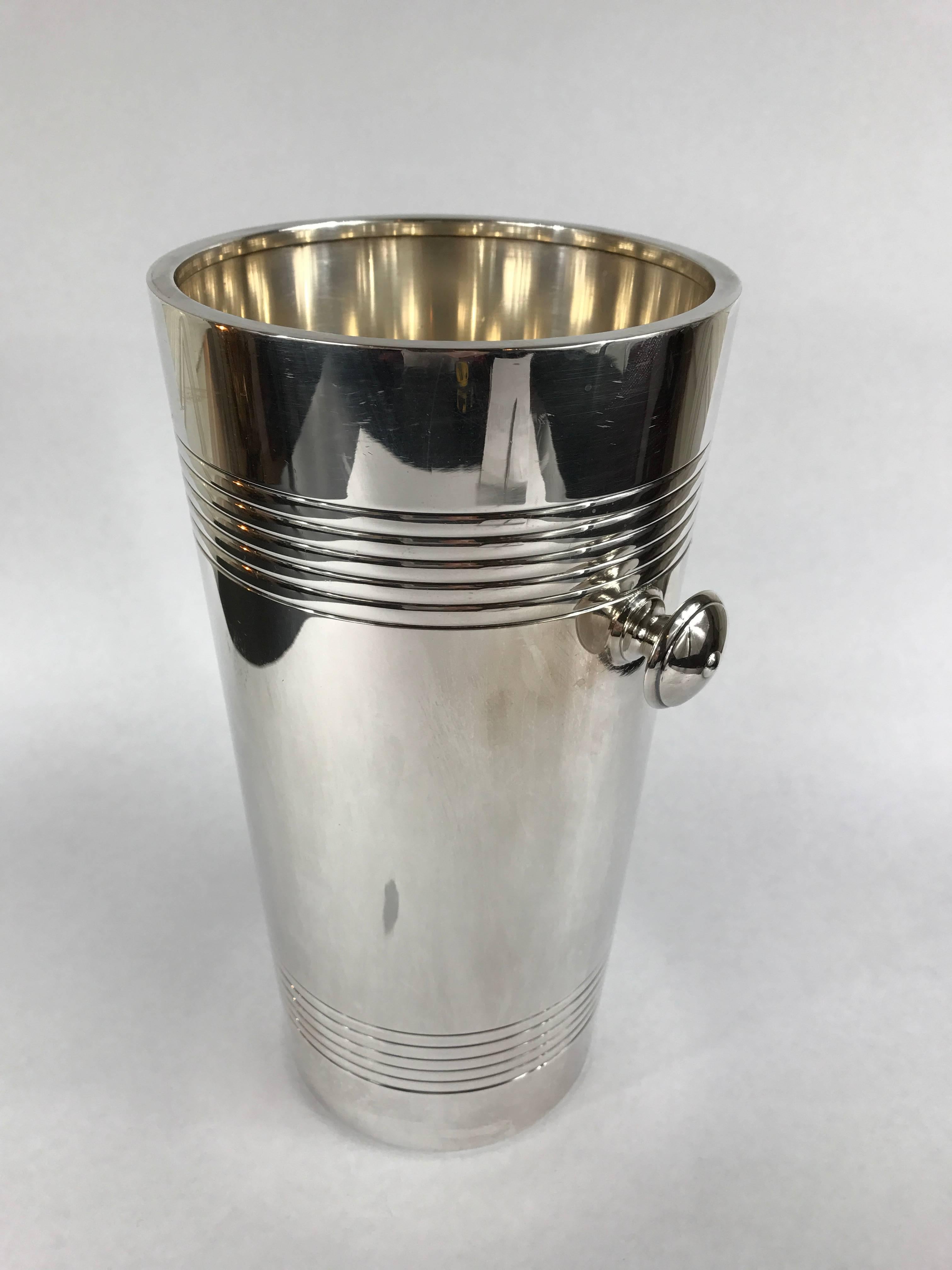 A tall Christofle silver plate wine cooler/bucket.