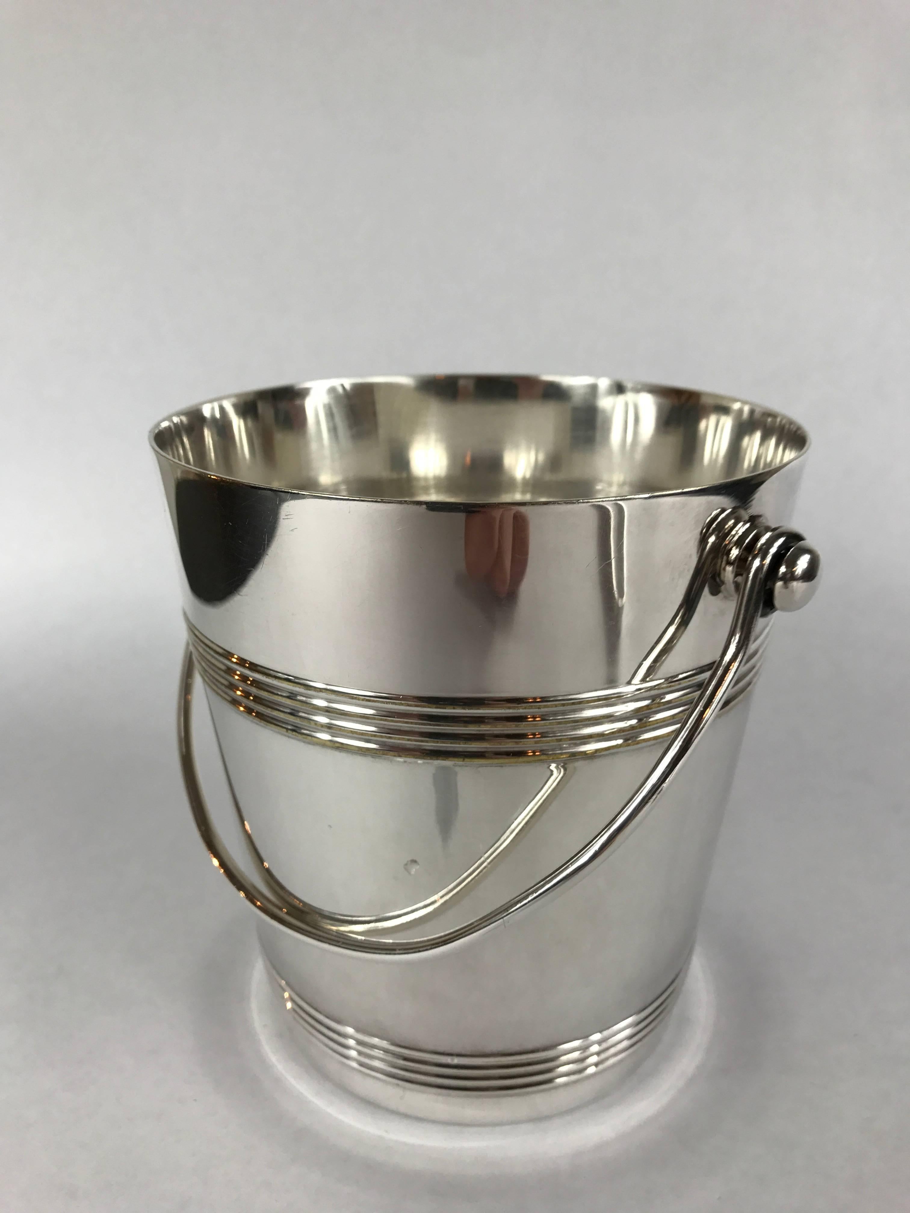 French Christofle Silver Plate Ice Bucket and Tongs