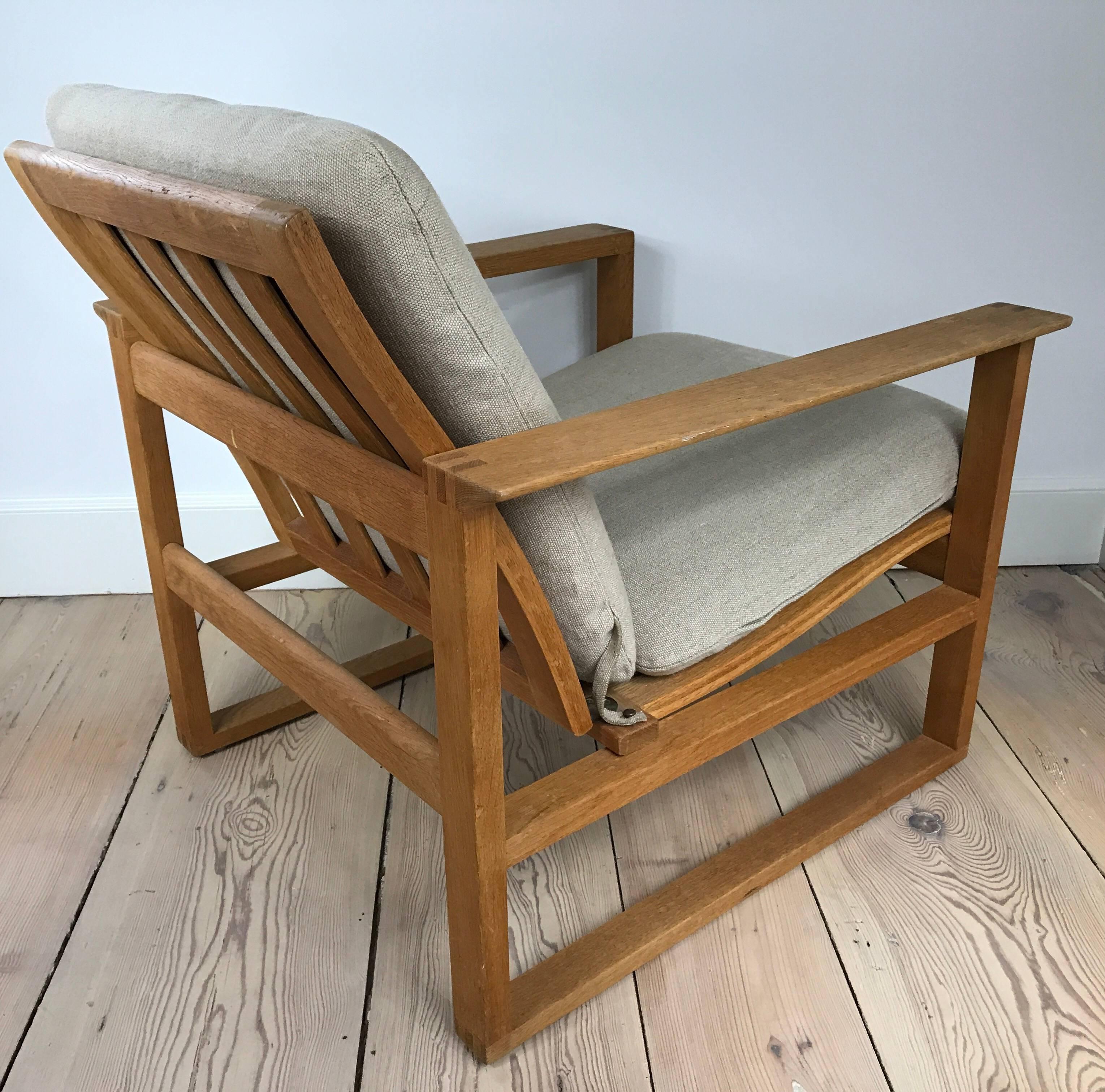 Danish Pair of Børge Mogensen Oak Lounge Chairs