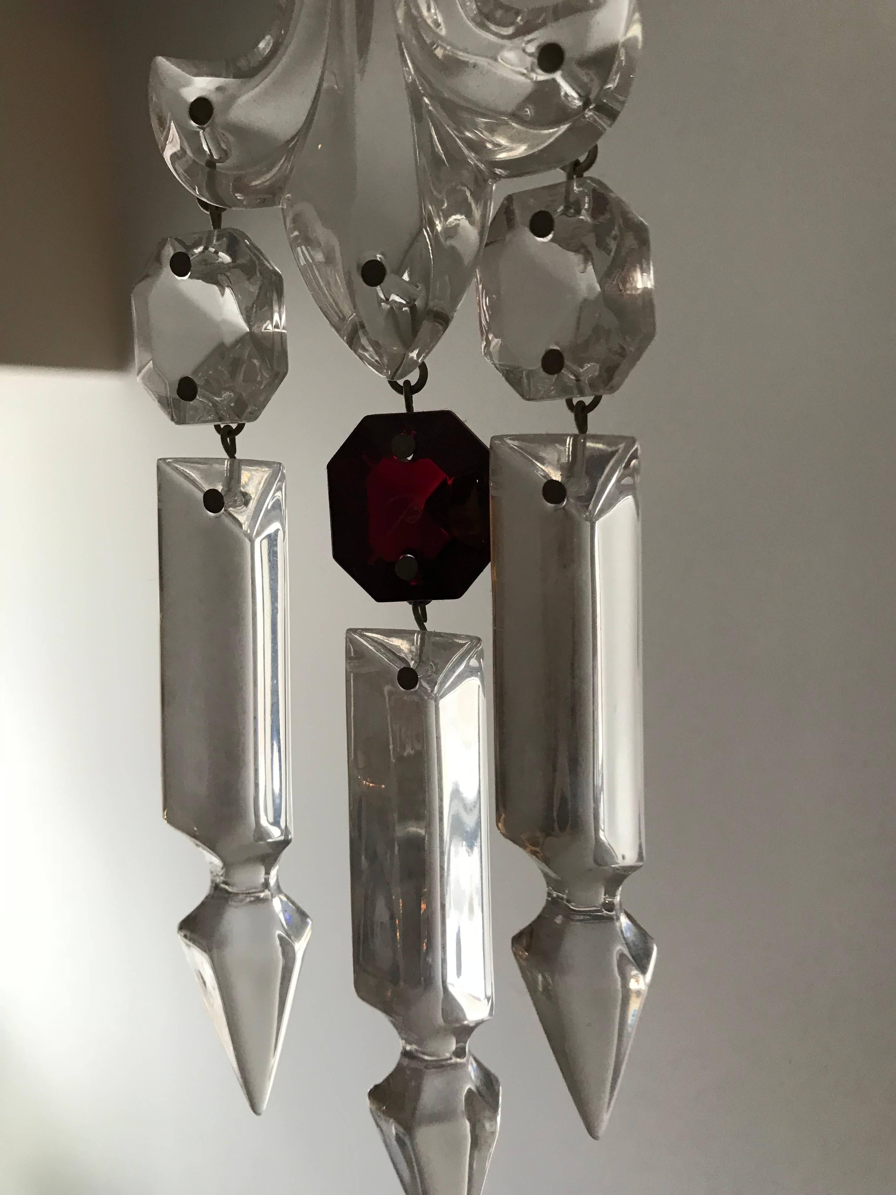 French Pair of Baccarat Crystal Fantome Hanging Sconces