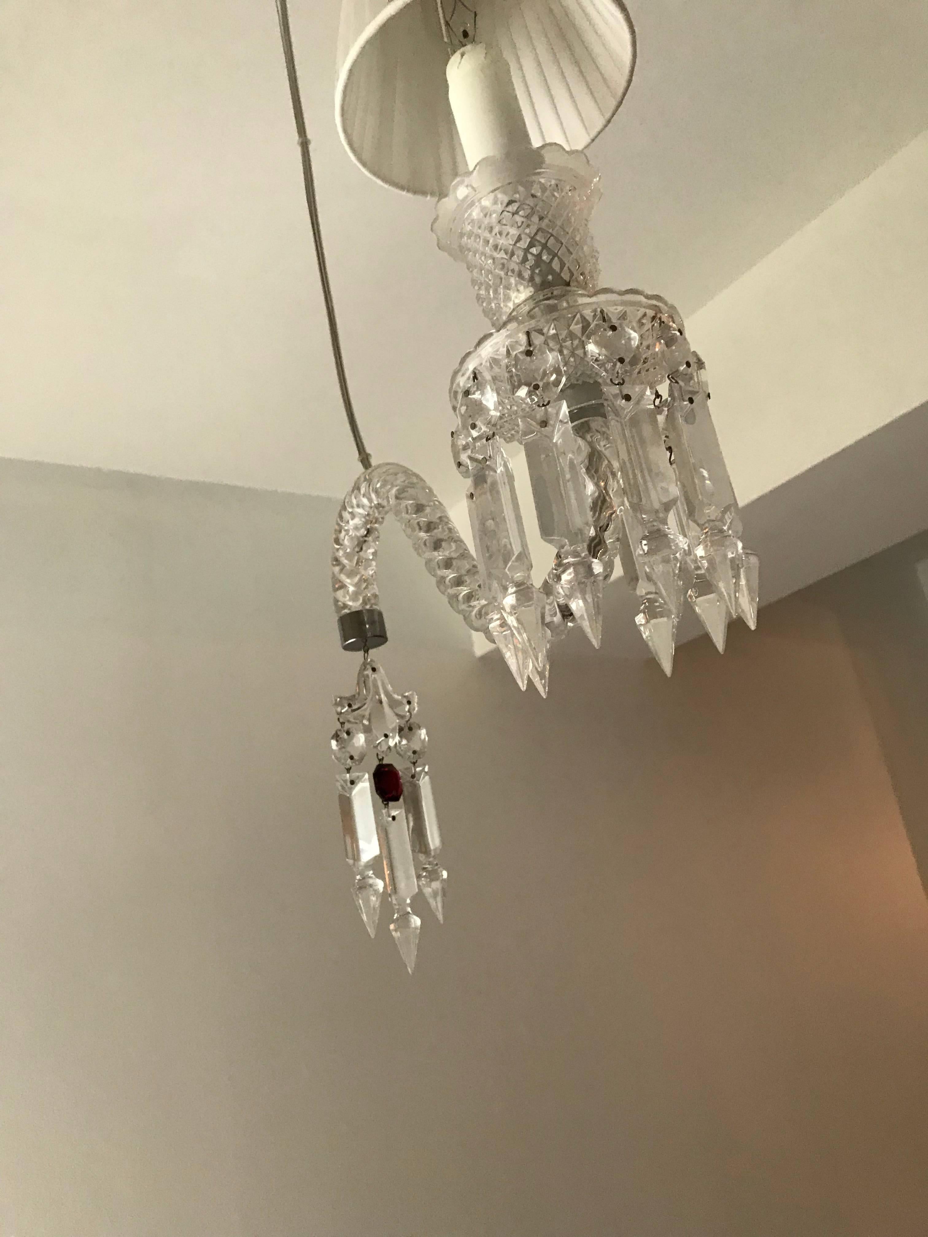 Pair of Baccarat Crystal Fantome Hanging Sconces In Excellent Condition In Stockton, NJ