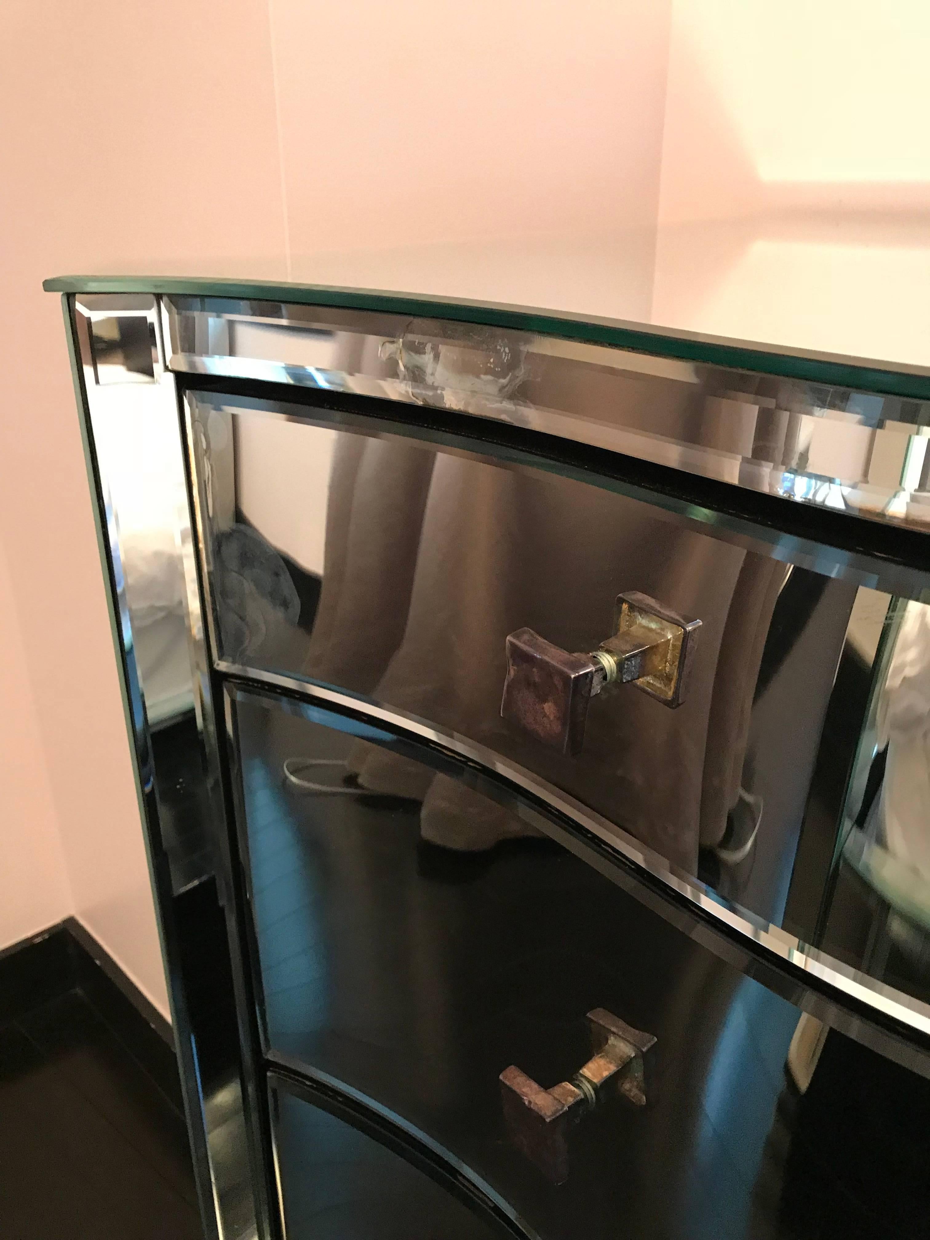Unknown Serpentine Front Mirrored Chest of Drawers