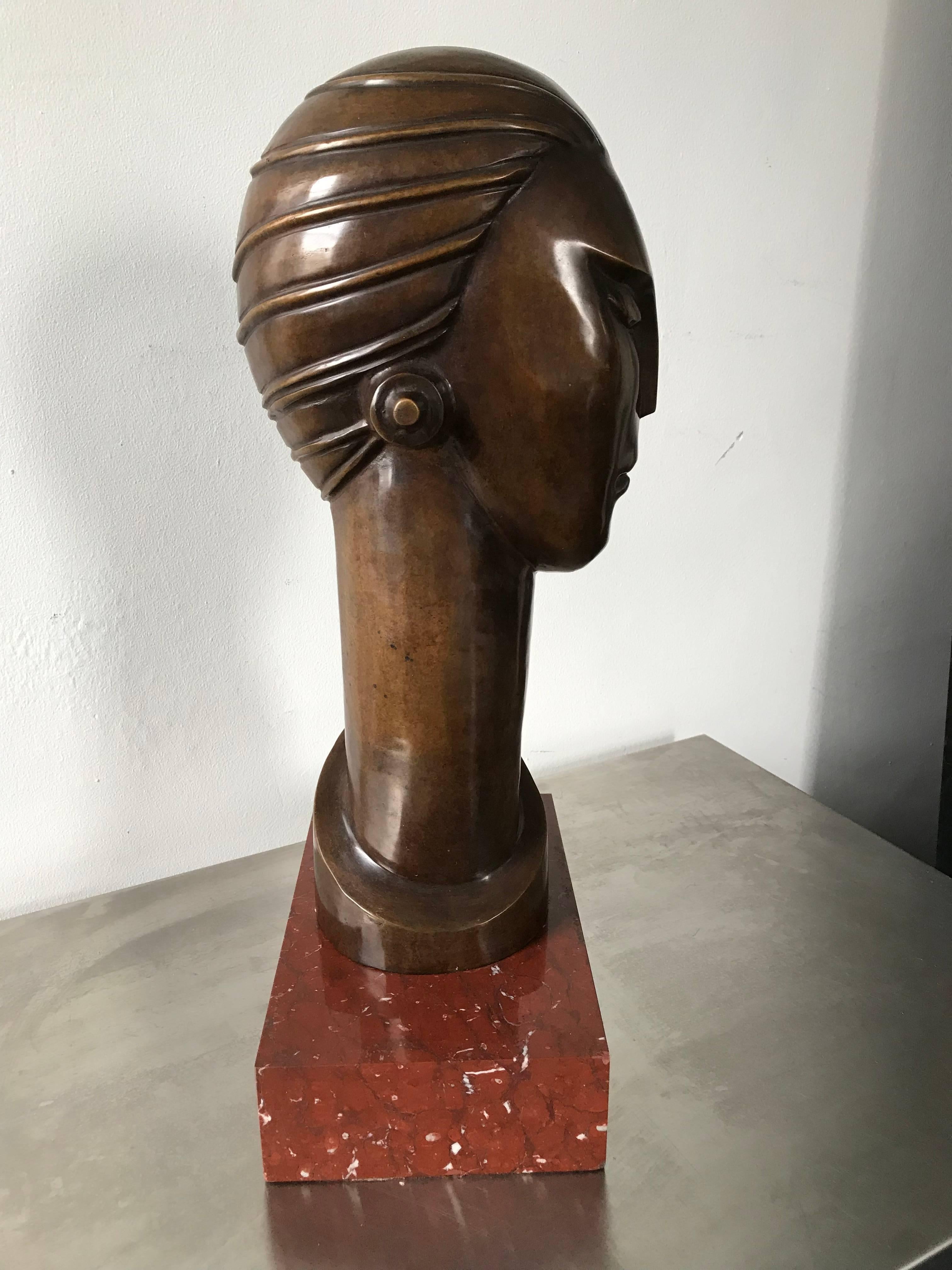 Art Deco Bronze Bust In Excellent Condition In Stockton, NJ