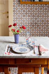 Red Hand-Printed Linen Napkins, Set of Four