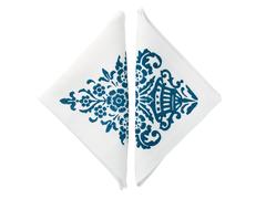 Blue Hand Printed Linen Napkins, Set of Four