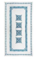 Blue and White Rectangular Linen Tablecloth Hand Printed in Italy