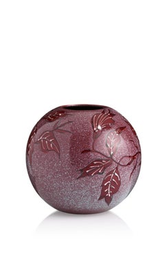Medium Red Hand-Painted Floral Vase