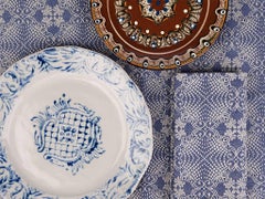 Blue Embroidered Napkins, Set of Two