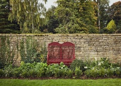 Handwoven Two-Seat Wicker Chair in Balmoral Red