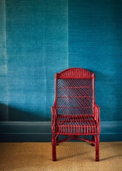 Handwoven Wicker Armchair in Balmoral Red