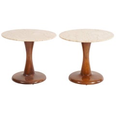 Danish Midcentury Tulip End or Side Tables with Marble Tops, circa 1960s