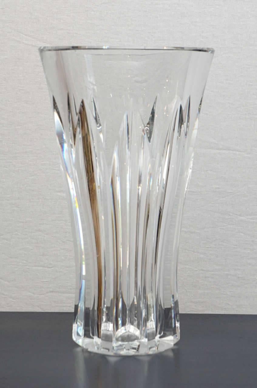 A stunning and very heavy full lead crystal handmade French vase in the 