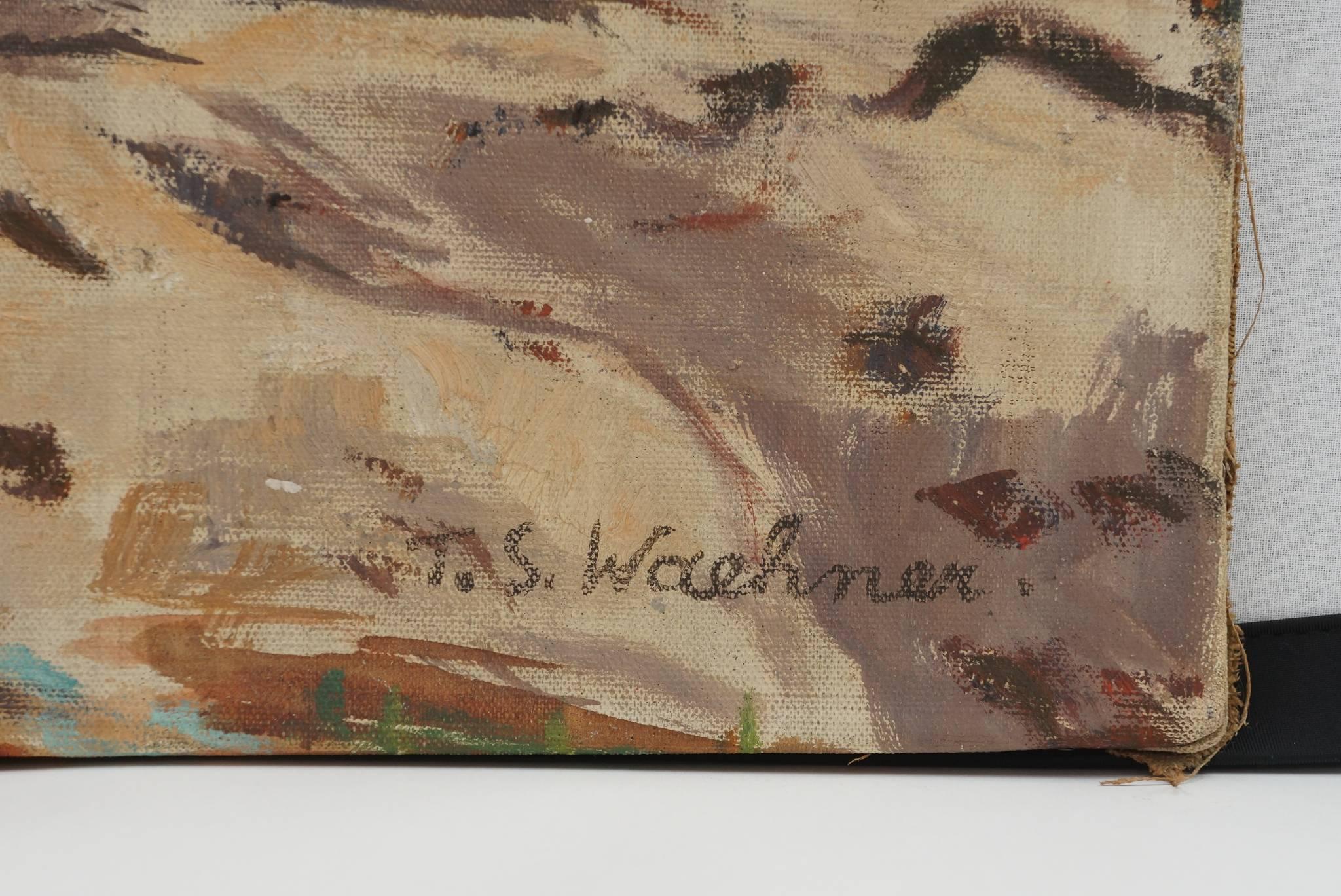 Mid-Century Modern Trude Waehner Oil on Canvas, Signed with Extensive Provenance For Sale