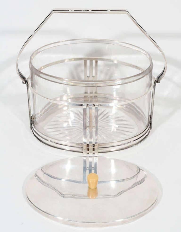 English Art Deco Covered Ice Bucket or Container